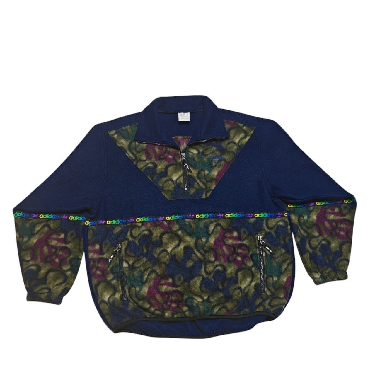 Adidas Rare Vintage Adidas Trefoils Fleece Sweater By Decente Japan Size US M / EU 48-50 / 2 - 1 Thumbnail