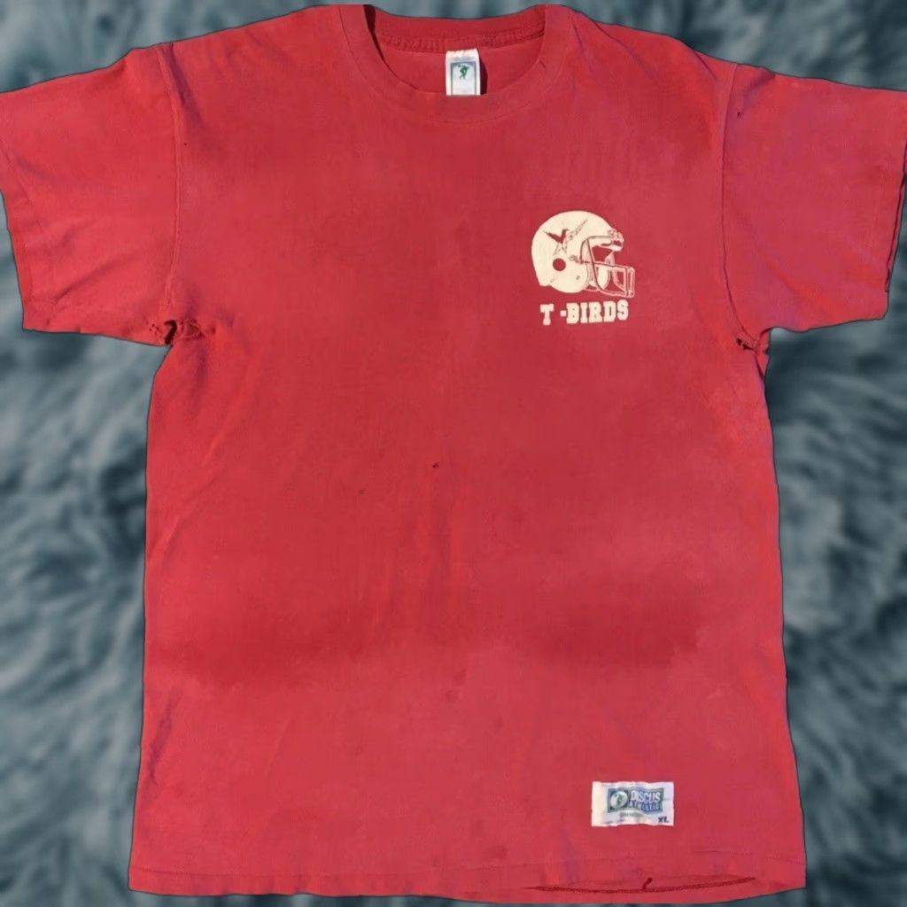 Vintage VINTAGE 90s Thunderbird School Football Thrashed Faded Distressed Shirt XL Red Single Stitch Graphic Tee Men Size US XL / EU 56 / 4 - 1 Thumbnail
