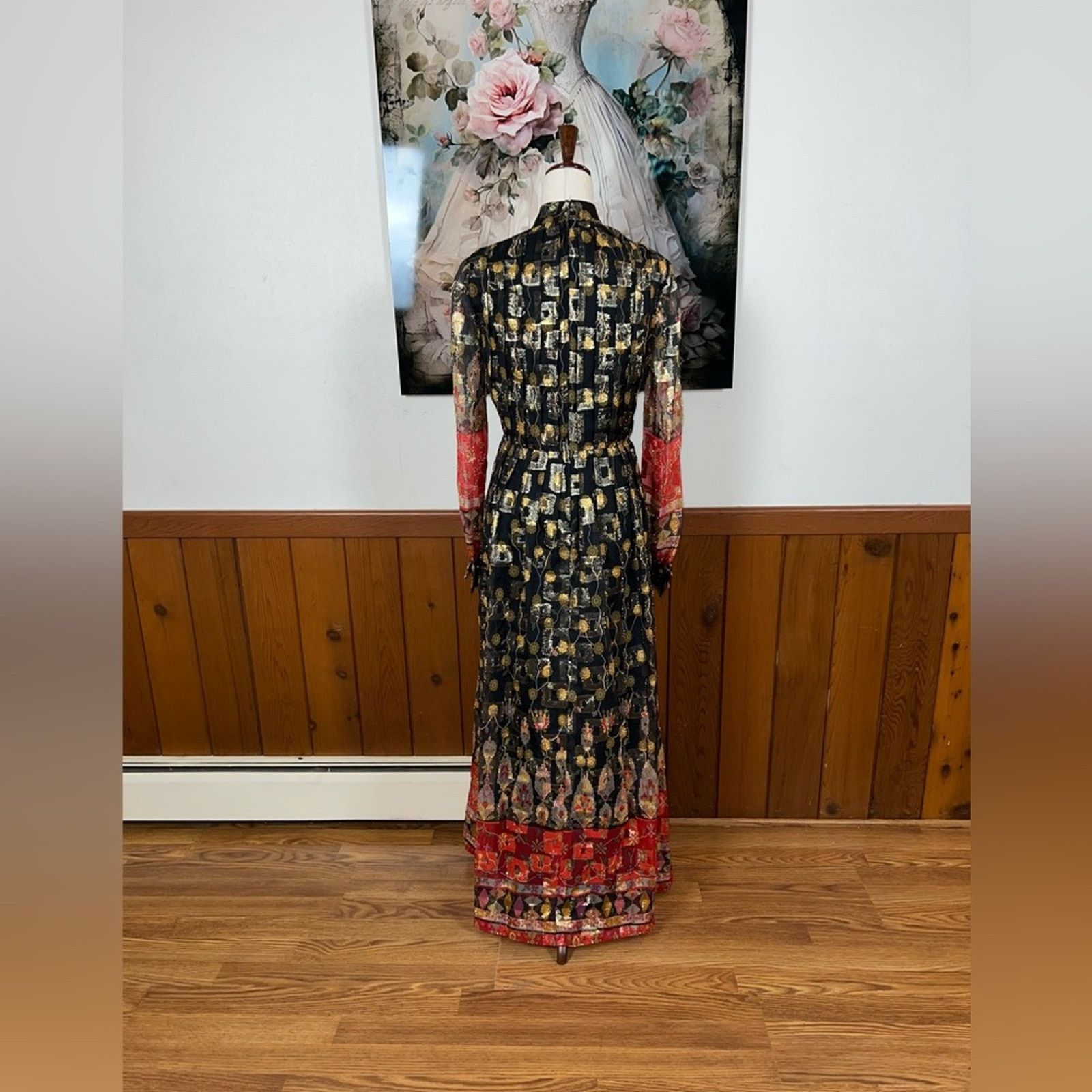 Vintage Vintage 1970s Couture Designer I.Magnin Silk Evening Gown! Size L / US 10 / IT 46 - 7 Thumbnail