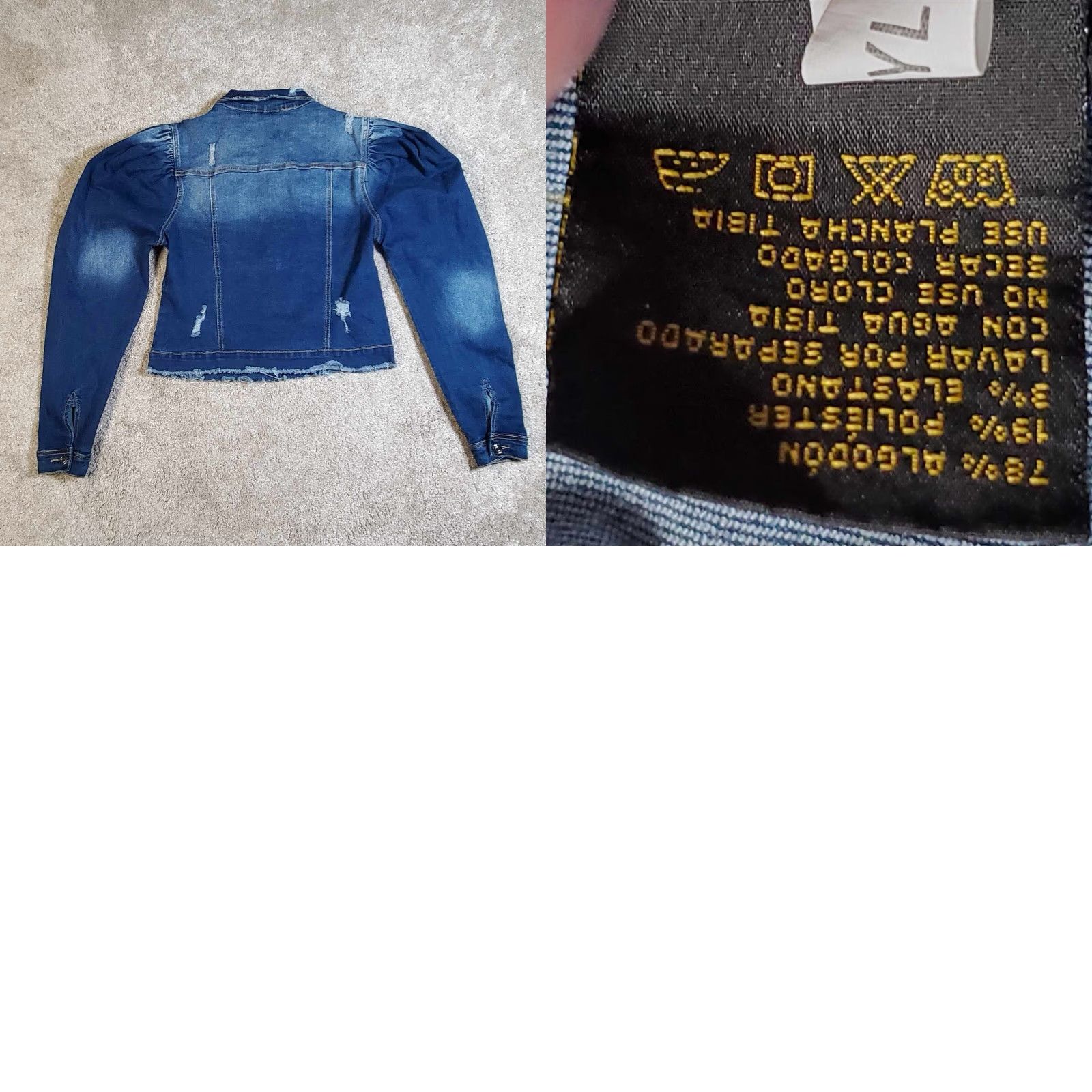 VINTAGE Denimland Jacket Denim LAND Women’s L Blue Jacket Long Sleeve Button Front Casual All Seasons Collared Pockets Regular Size Type: Jacket