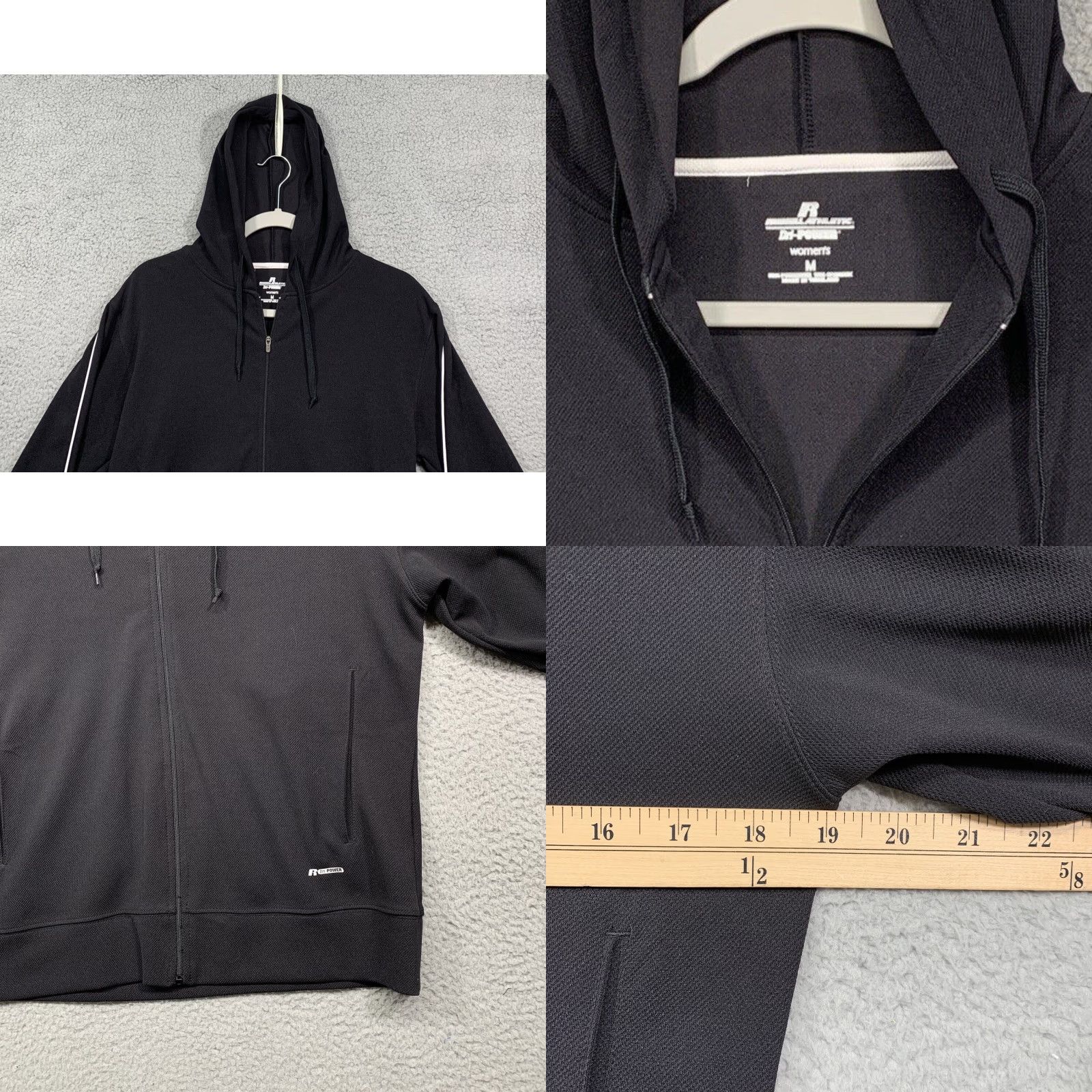 Russell Athletic Russell Athletic Womens Hooded Track Jacket Full Zip Black Dri-Power Size M Medium Athletic Fit Smart Casual Activewear Womens Jacket Size M / US 6-8 / IT 42-44 - 8 Thumbnail