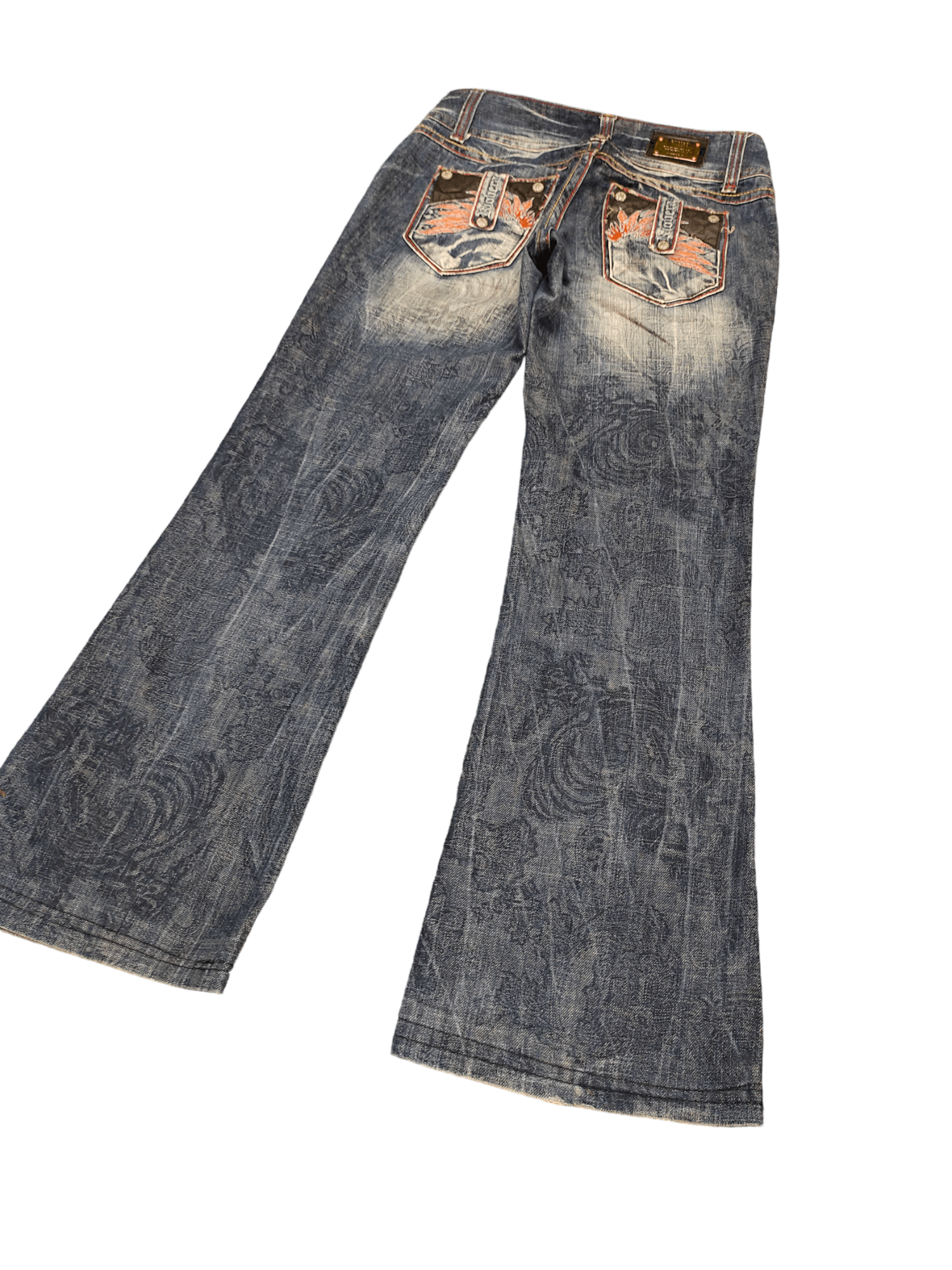 If Six Was Nine Flare Jeans Riobera Embroide Faded Low Rise Boot Cut Y2k Goa Size US 28 / EU 44 - 1 Thumbnail