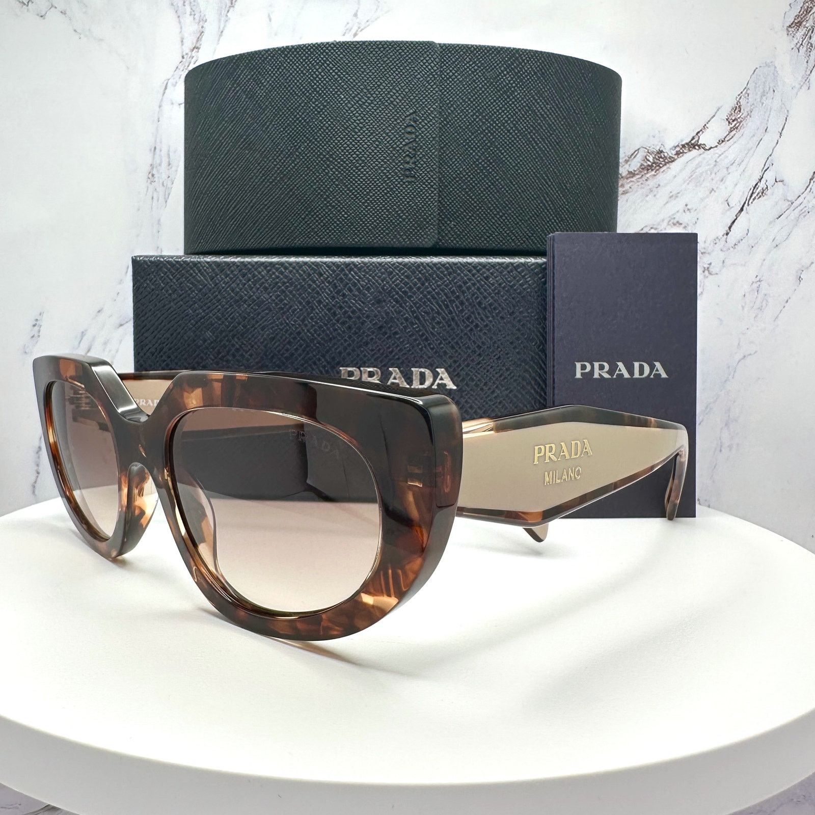 Prada PRADA Sunglasses Brown Tortoise Caramel Gold Symbole Oval Size ONE SIZE - 5 Thumbnail