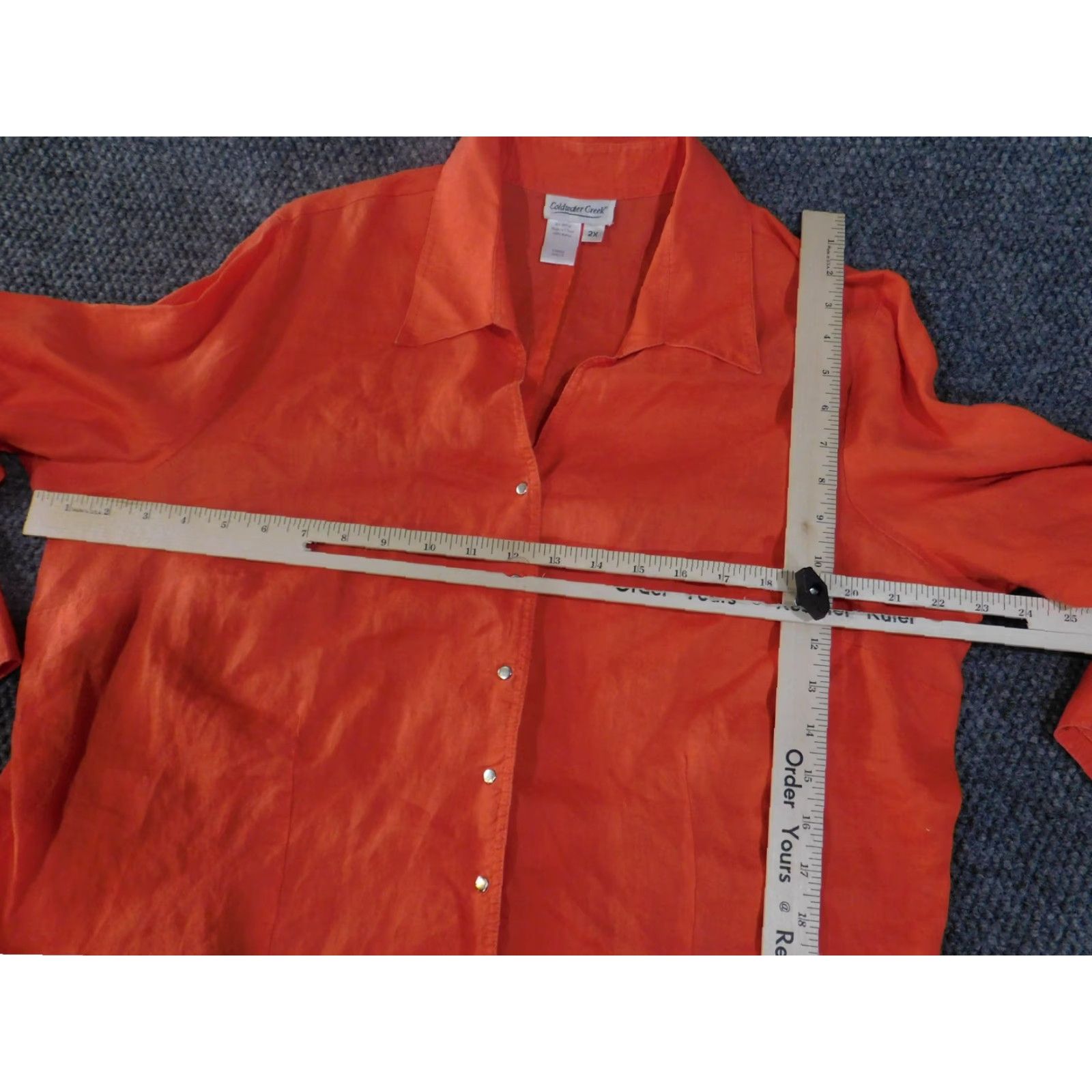Coldwater Creek Coldwater Creek Shirt Womens 2XL Orange 100% Ramie Button Front 3/4 Sleeve Top Size XXL / US 16-18 / IT 52-54 - 6 Thumbnail
