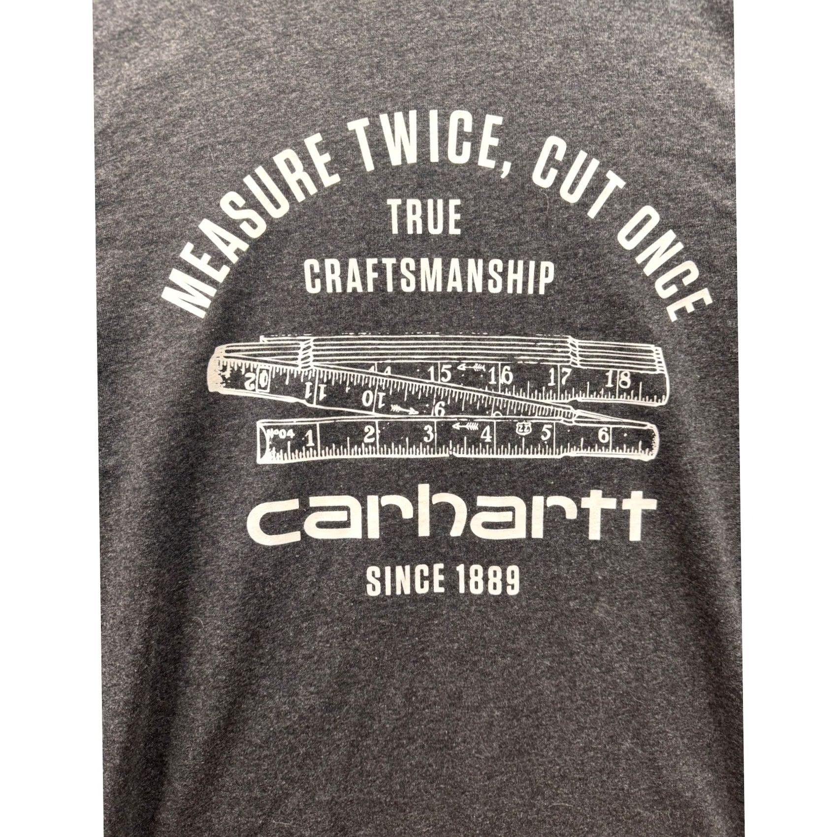 Carhartt Carhartt Long Sleeve T-Shirt Mens Charcoal Measure Twice Cut Once Graphic Crew Neck Size US S / EU 44-46 / 1 - 3 Thumbnail