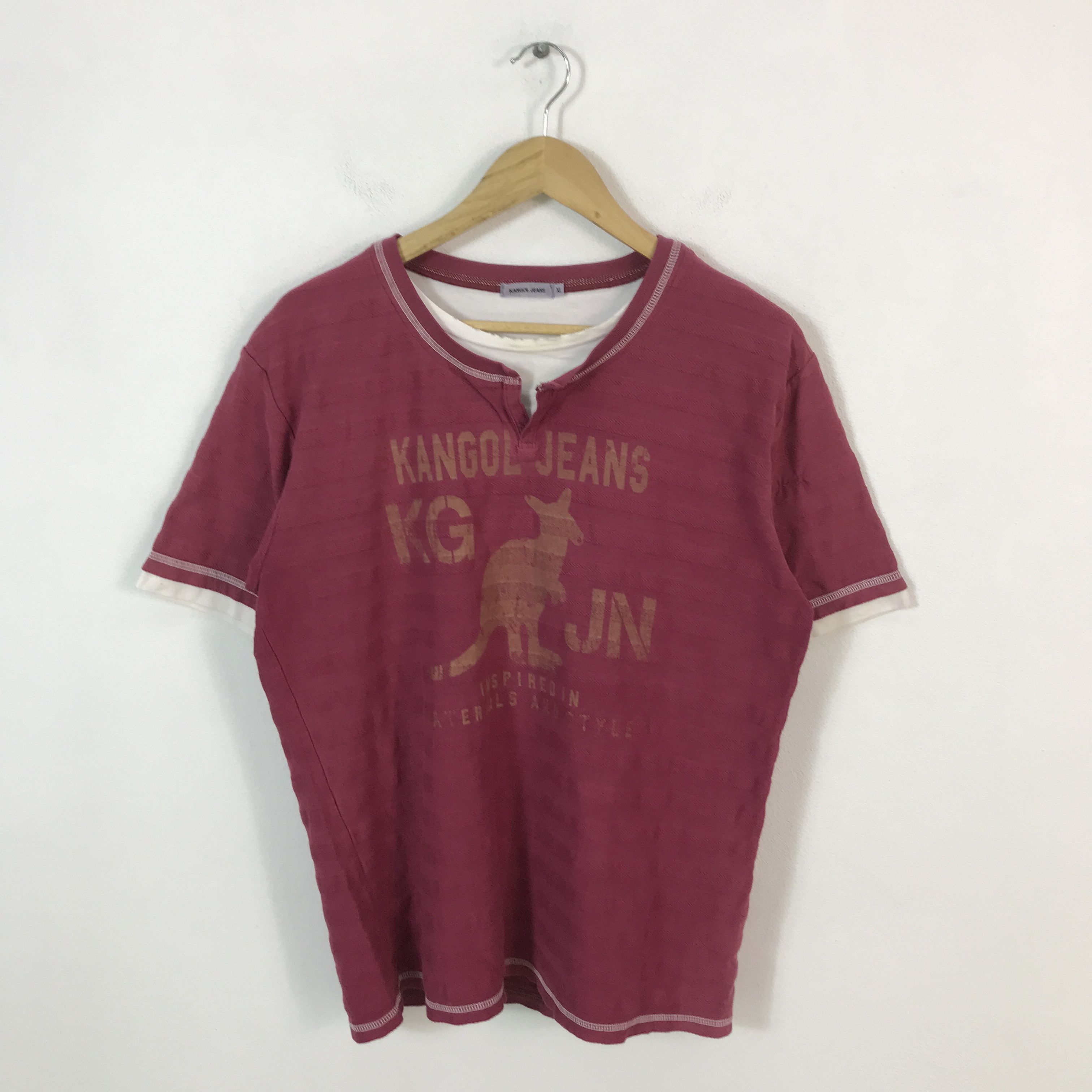 Japanese Brand × Kangol kangol jeans striped logo design double tshirts Size US XL / EU 56 / 4 - 1 Thumbnail