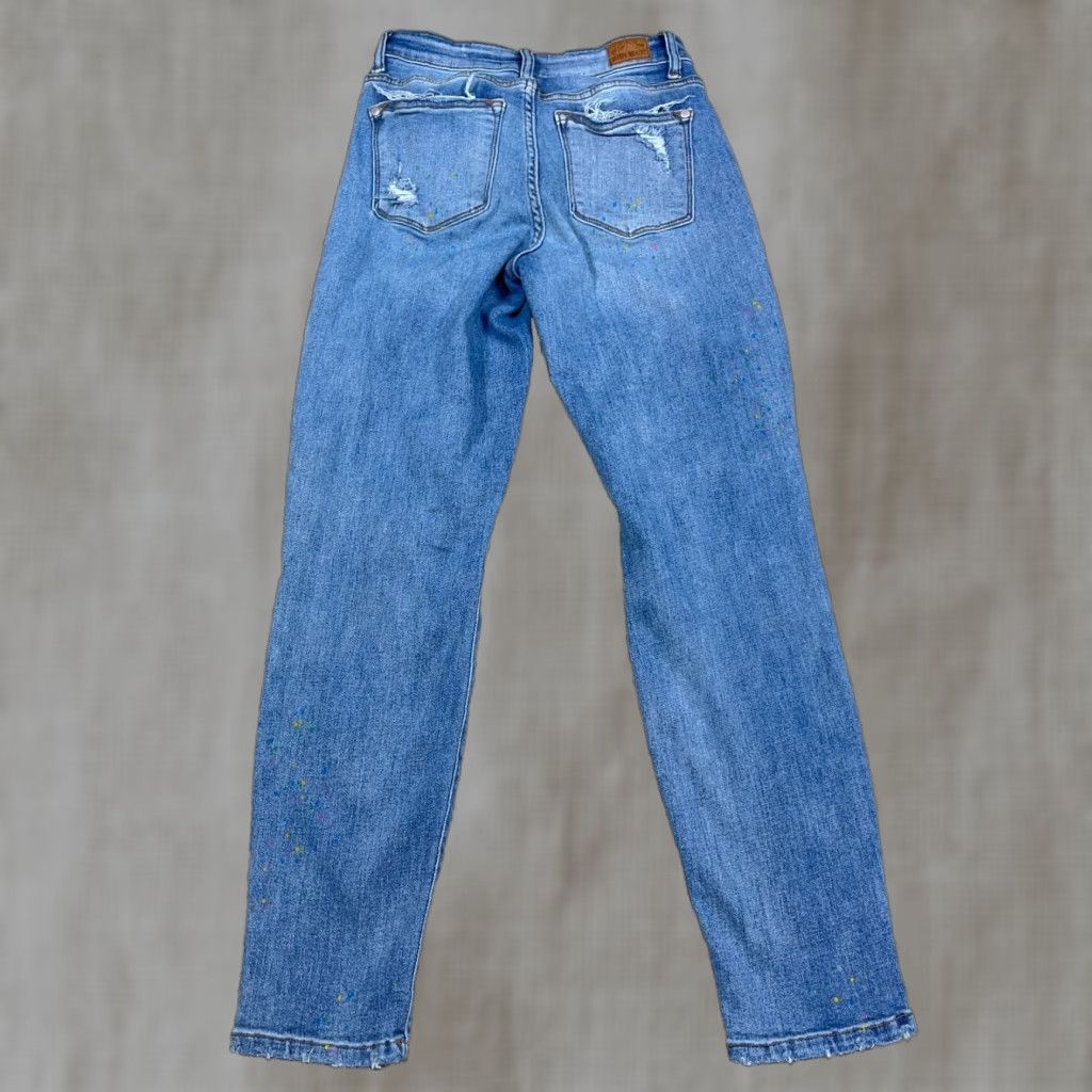 Vintage Judy Blue Jeans Women 3 Boyfriend Mid Wash Blue Distressed Pockets 5-Pocket Regular Size 26 in Waist 28 in Inseam Jeans Mens? Wait. Size 26" / US 2 / IT 38 - 1 Thumbnail