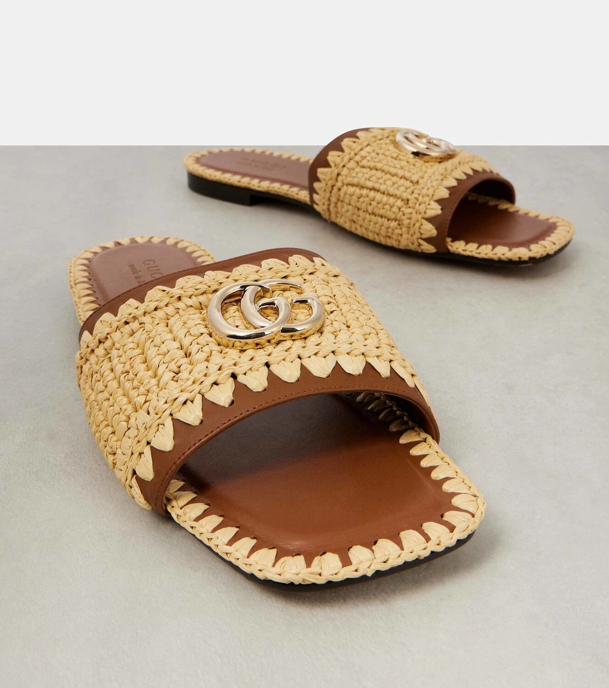Gucci o1B3y1r0526 Double G Leather Slides Slippers in Beige Size US 9 / IT 39 - 5 Thumbnail