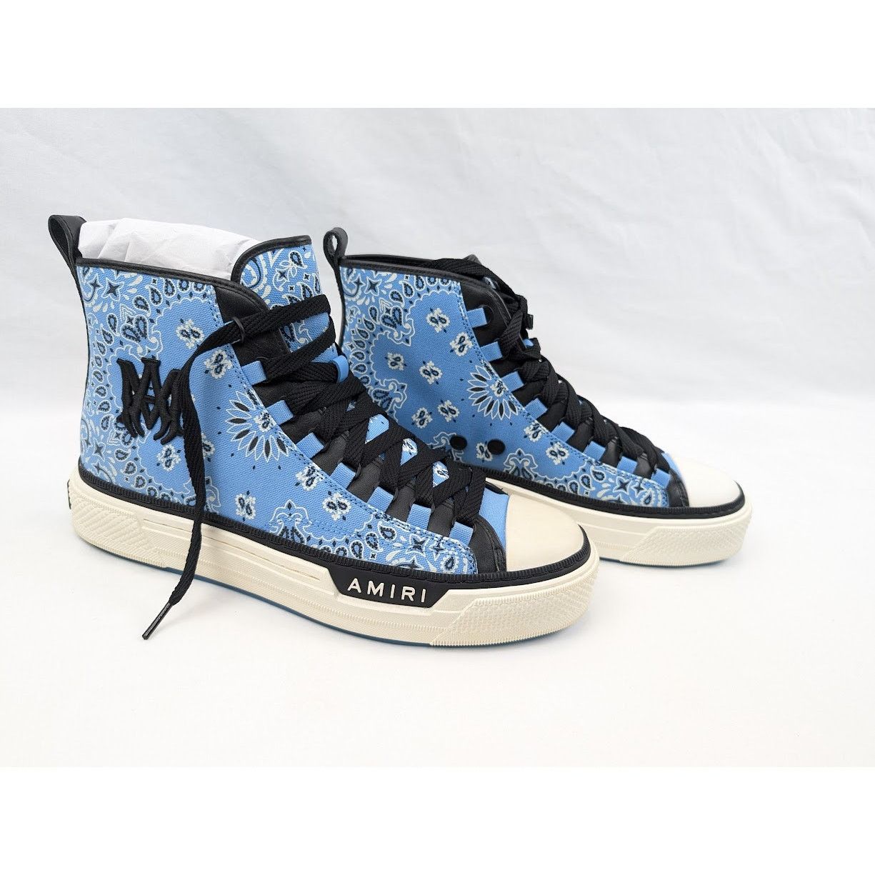 Amiri o1rshd1 Q:2 / Bandana Ma Court Hi-Top Sneakers Carolina Blue Size US 13 / EU 46 - 10 Thumbnail