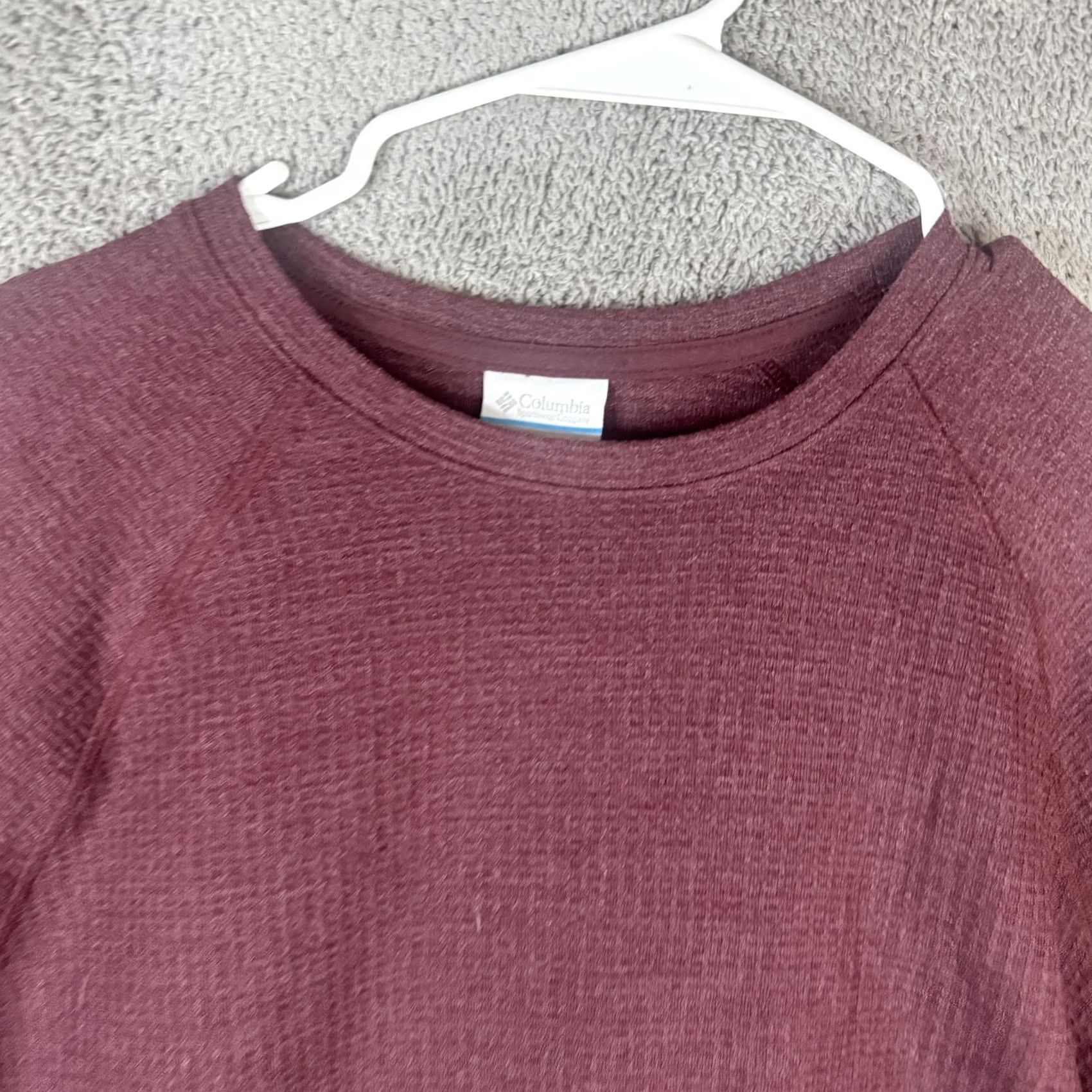 Vintage Columbia Womens 2XL Burgundy Red Waffle Knit Long Sleeve Crewneck Tee Shirt Size XXL / US 16-18 / IT 52-54 - 6 Thumbnail