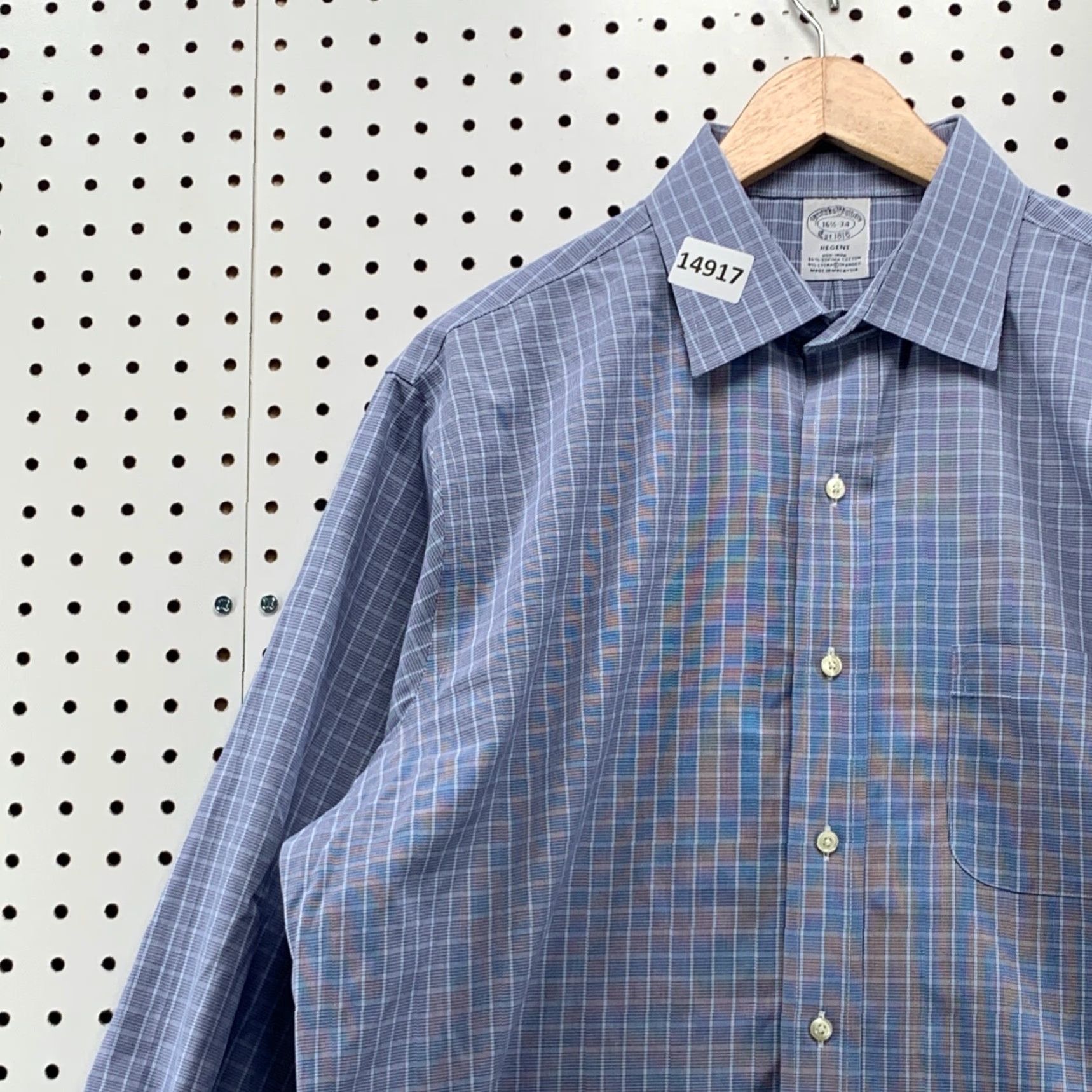 Brooks Brothers VINTAGE Brooks Brothers Button-Up Shirt Mens Regents 16.5 34 Blue White Check Spread Collar Size US XL / EU 56 / 4 - 4 Thumbnail