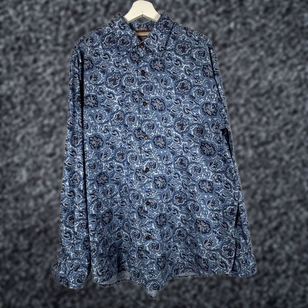 Michael Kors Michael Kors Button-Up Shirt Mens XL Long Sleeve Blue White Paisley Silk Cotton Button-Up Shirt XL Long Sleeve Mens Size US XL / EU 56 / 4 - 1 Thumbnail