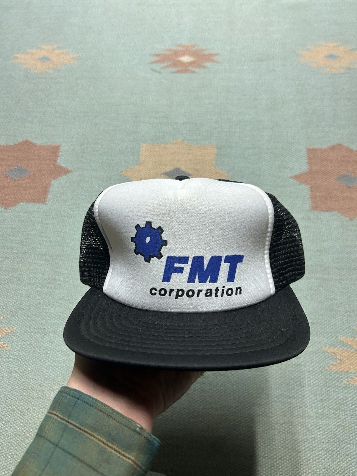 Vintage Vintage trucker hat FMT corporation black white snapback Size ONE SIZE - 2 Thumbnail