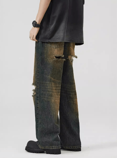 Japanese Brand American ripped washed distressed vintage men's baggy jeans Size US 32 / EU 48 - 4 Thumbnail