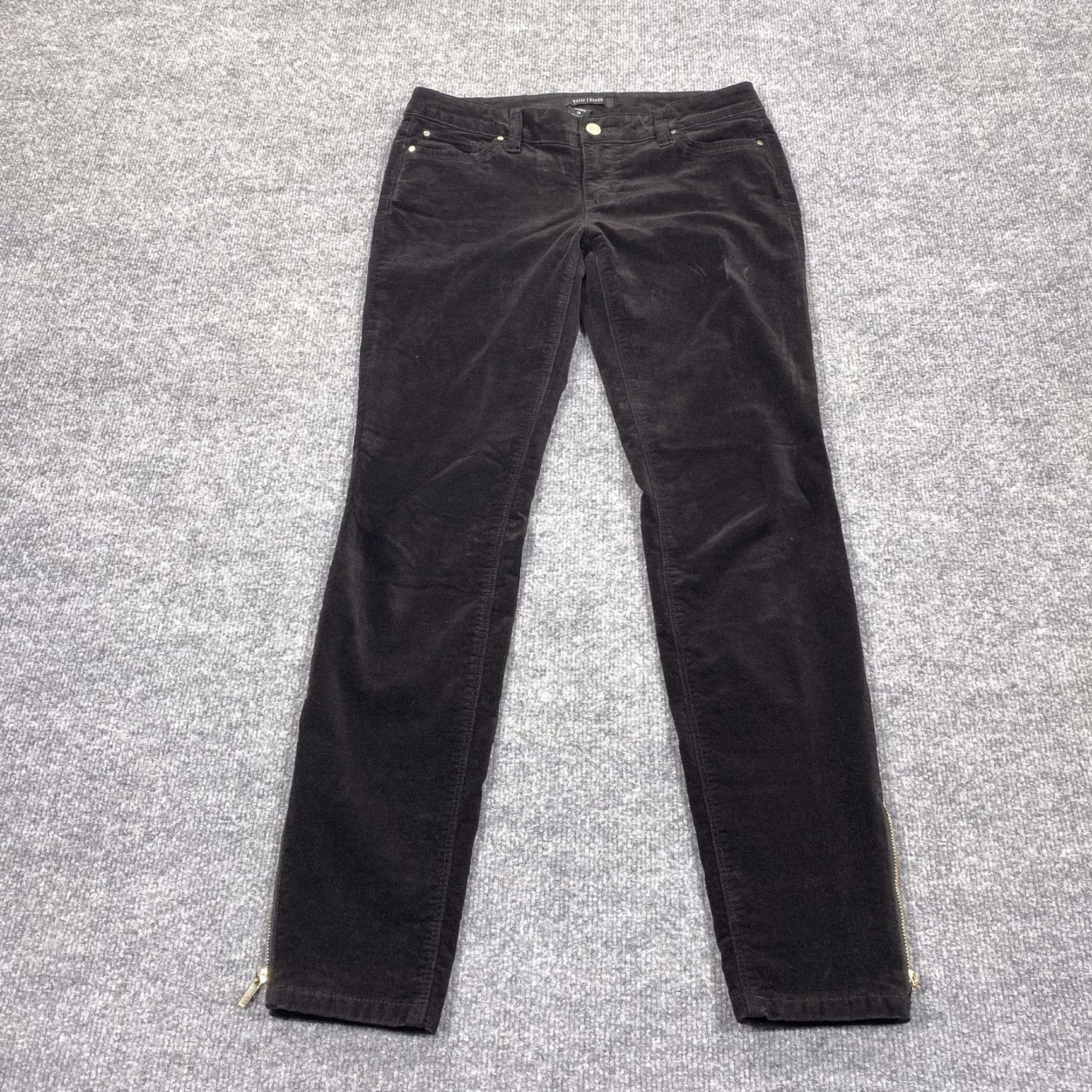 White House Black Market White House Black Market Jeans Womens 0R Black Corduroy Skinny Ankle Zip Stretch Size 25" / US 0 / IT 36 - 2 Thumbnail