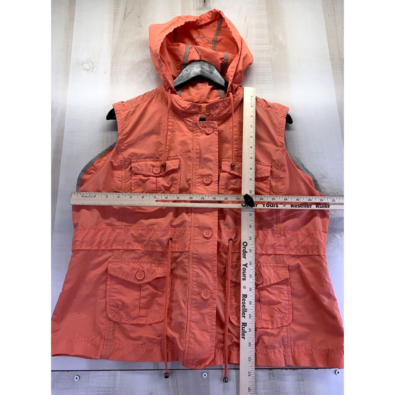 Cotton On VINTAGE? No. Caribbean Joe Vest Womens Orange Hooded Cotton/Nylon XL-6577 Size XL / US 12-14 / IT 48-50 - 2 Thumbnail