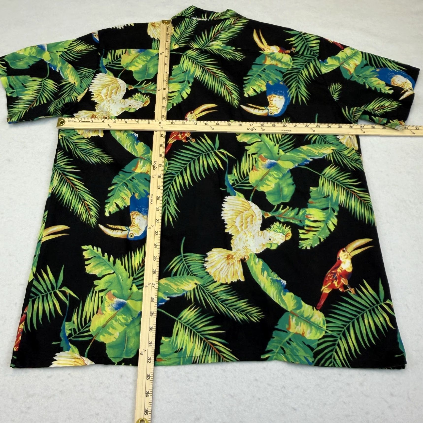 Vintage Gentry Shirt Mens 2XL Black Tropical Parrot Hawaiian Short Sleeve Button Up Size US XXL / EU 58 / 5 - 5 Thumbnail