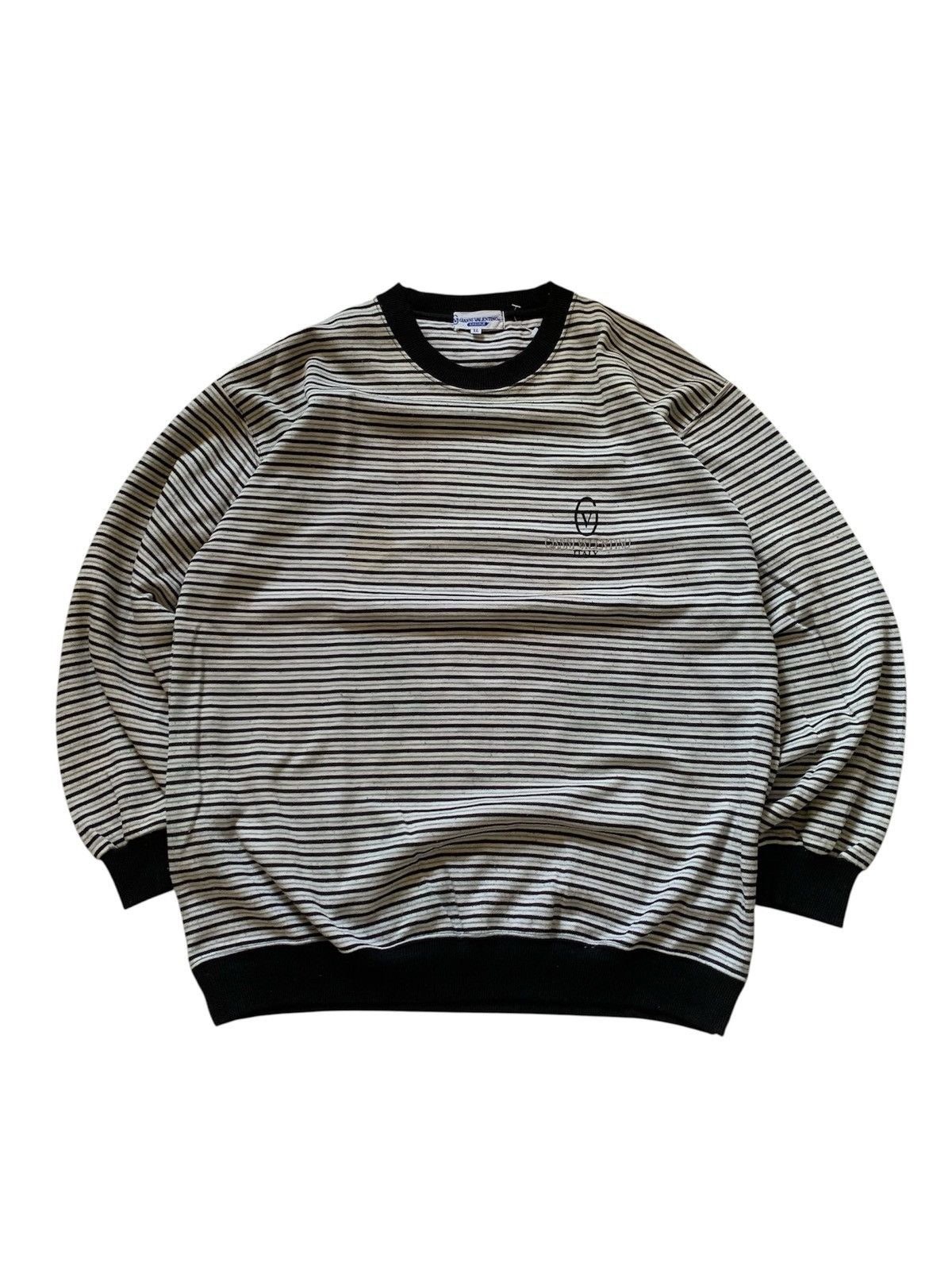 Gianni Valentino 🐍 Vintage Gianni Valentino Italy Striped Sweatshirt Size US L / EU 52-54 / 3 - 1 Thumbnail