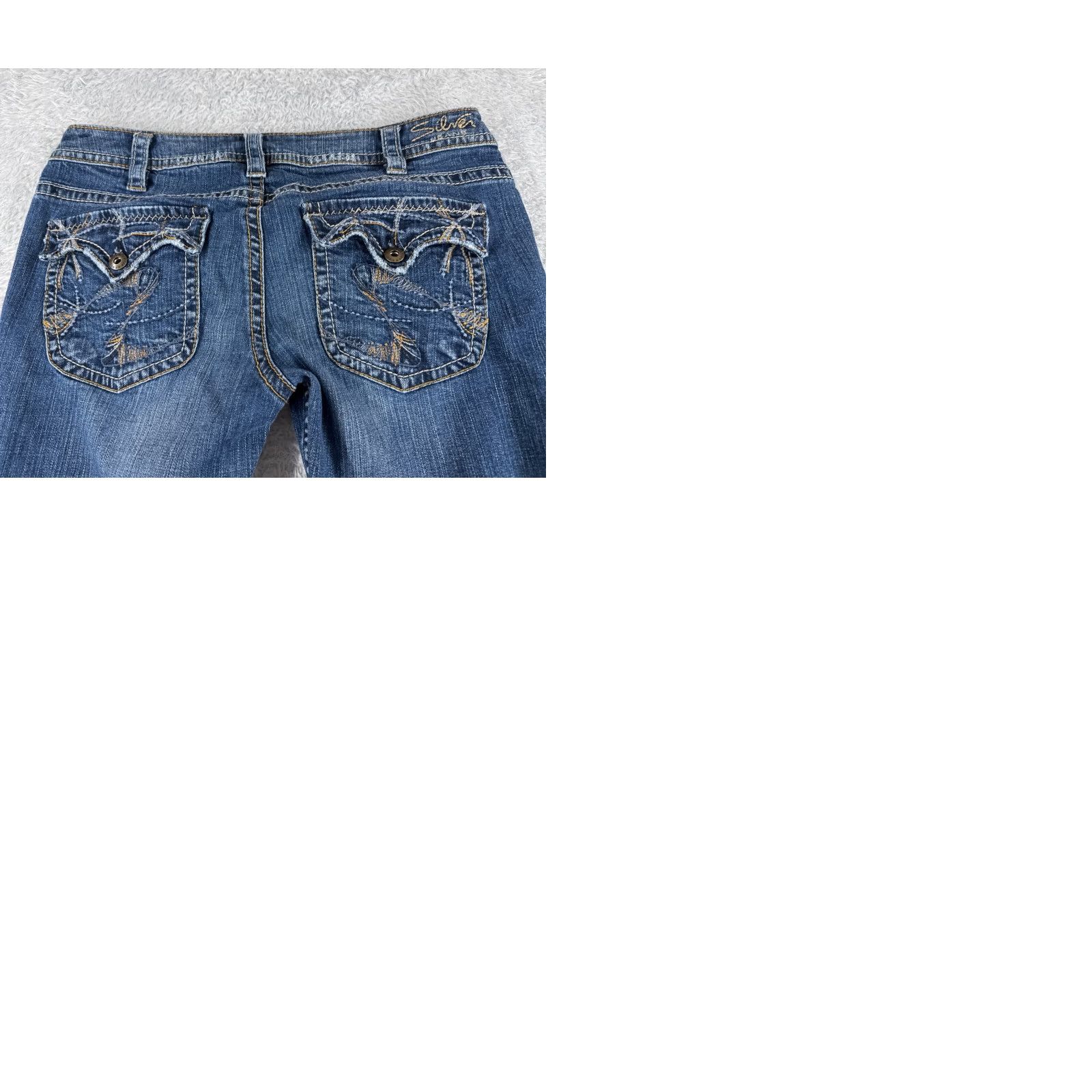 Silver Jeans Co. Silver Jeans Pants Womens 31 Blue Denim Jeans Crop Low Rise 30x26 Pioneer Flood Size 24" / US 00 / IT 34 - 10 Thumbnail