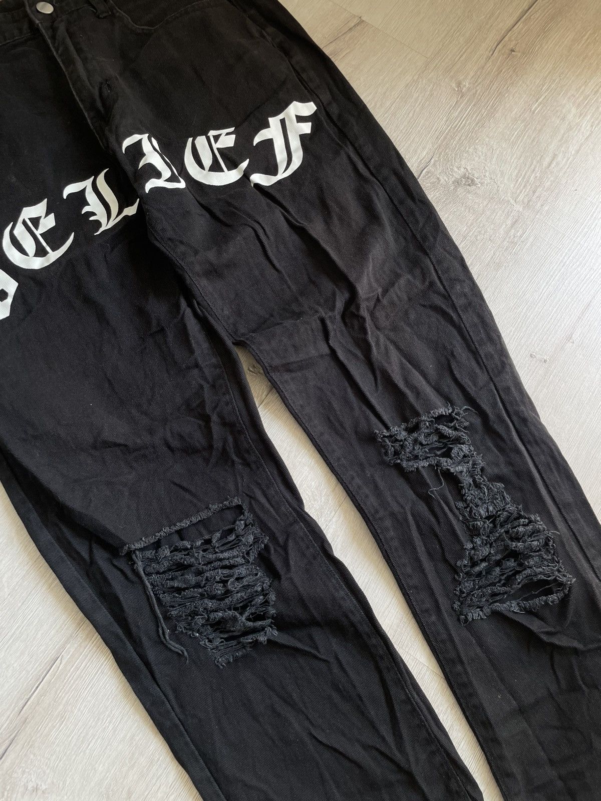 Designer × Vintage Distressed Skinny Jeans With Belief Big Logo Amiri Style Size US 32 / EU 48 - 6 Thumbnail