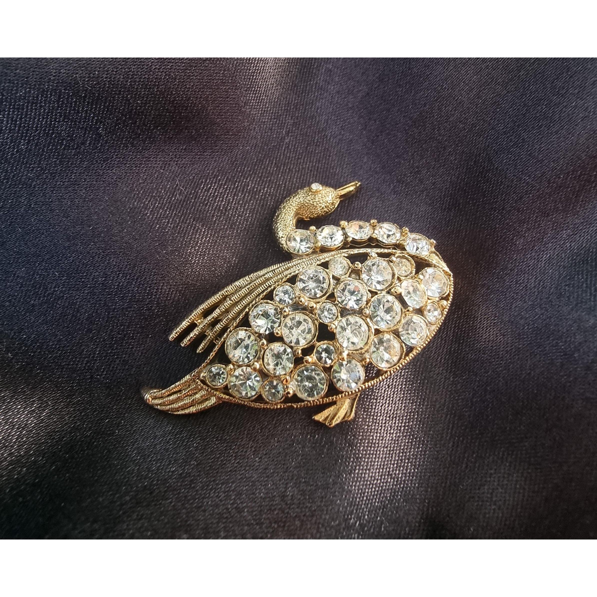 Vintage Vintage Swan Crystal Brooch Size ONE SIZE - 2 Thumbnail
