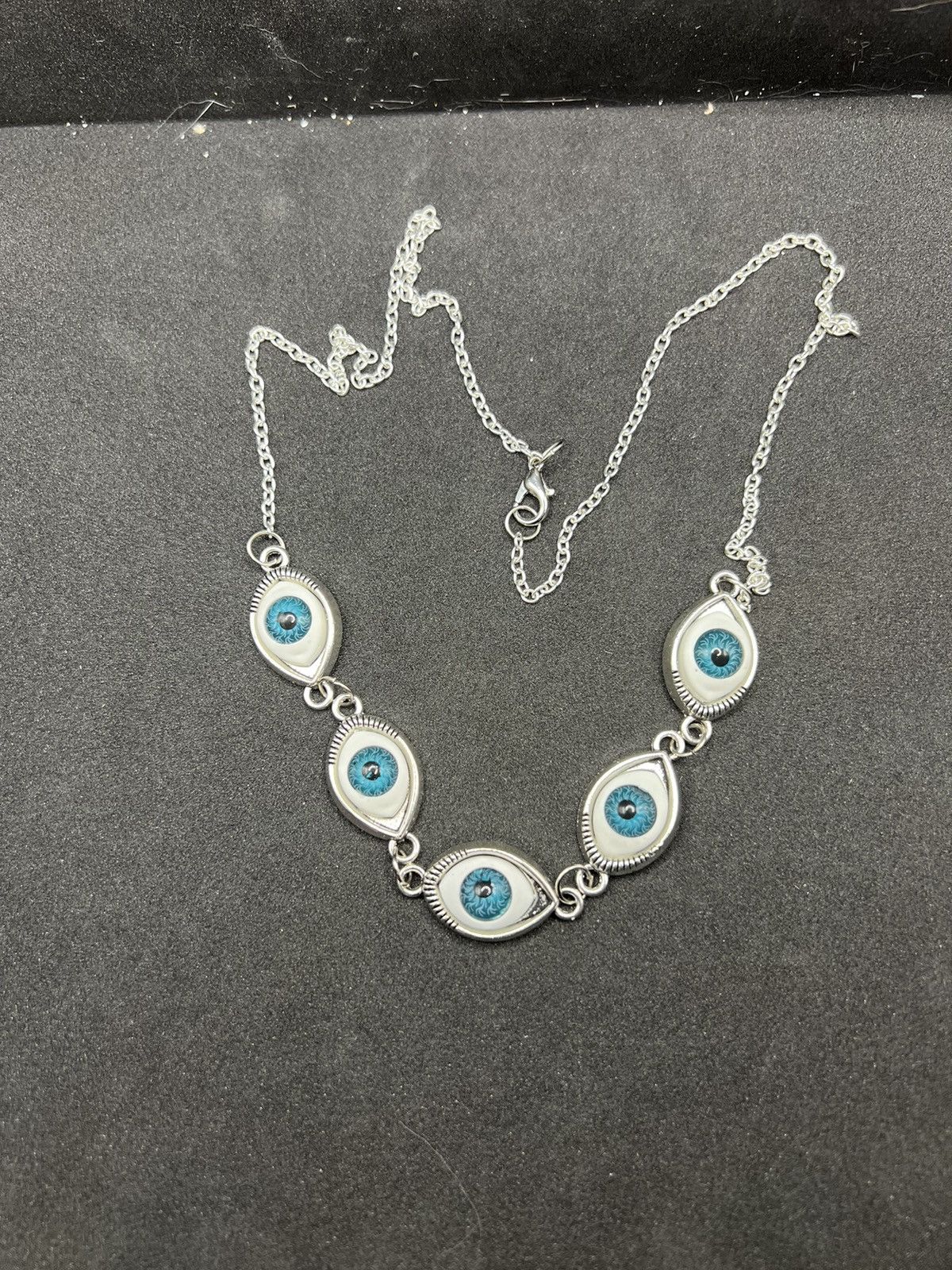 Handmade Evil eyes statement chain necklace Size ONE SIZE - 4 Thumbnail