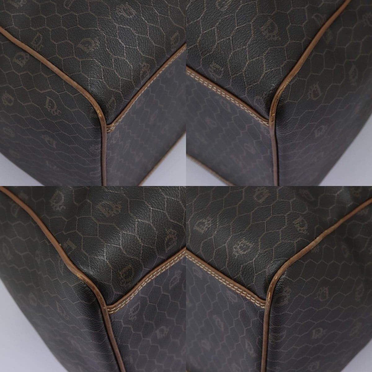 Dior DIOR Honeycomb Canvas Boston Bag Pvc Black Brown Gold Size ONE SIZE - 10 Thumbnail