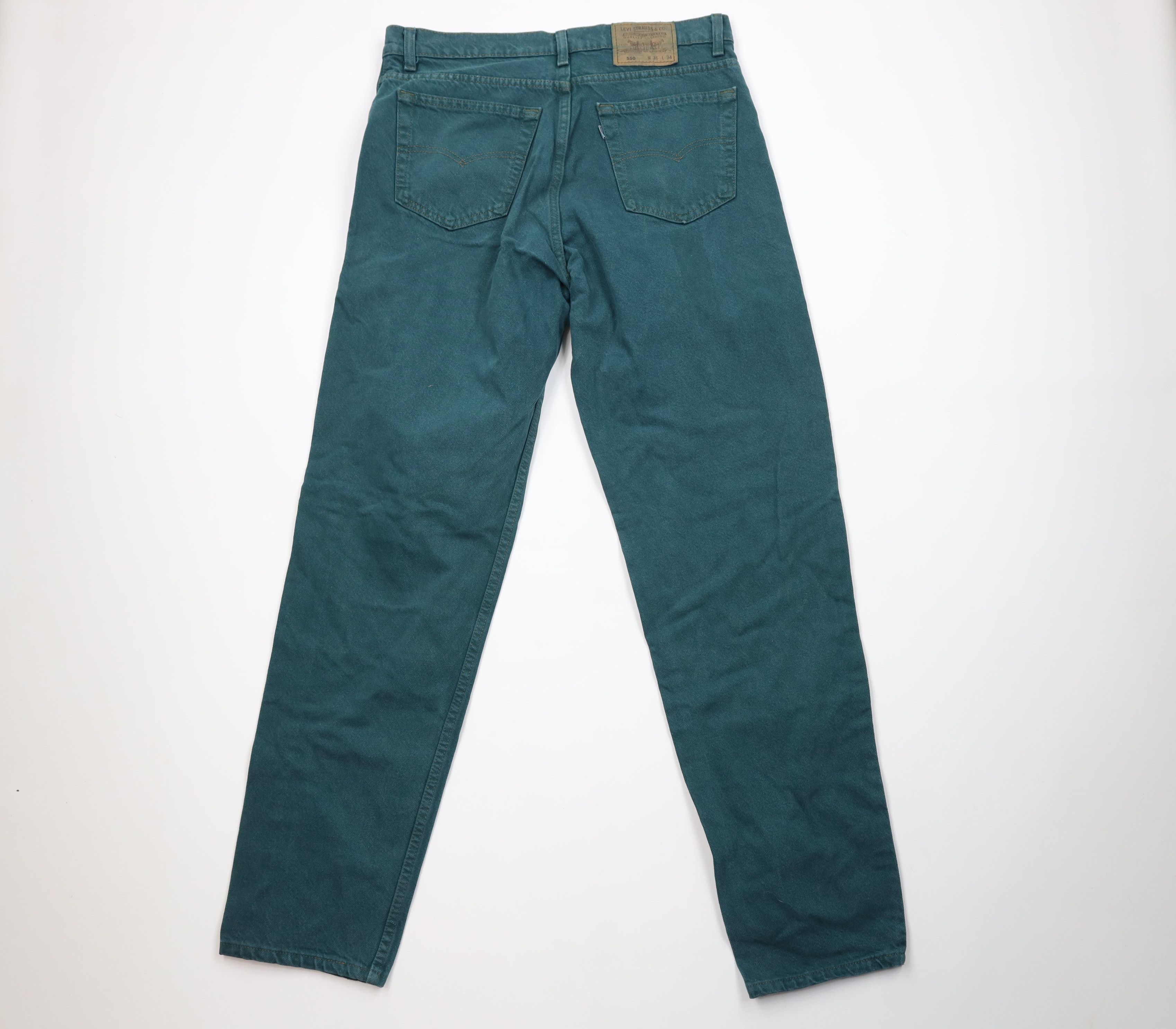 Levi's Vintage 90s Levis 550 Fit Denim Jeans Green Cotton USA Size US 36 / EU 52 - 9 Thumbnail