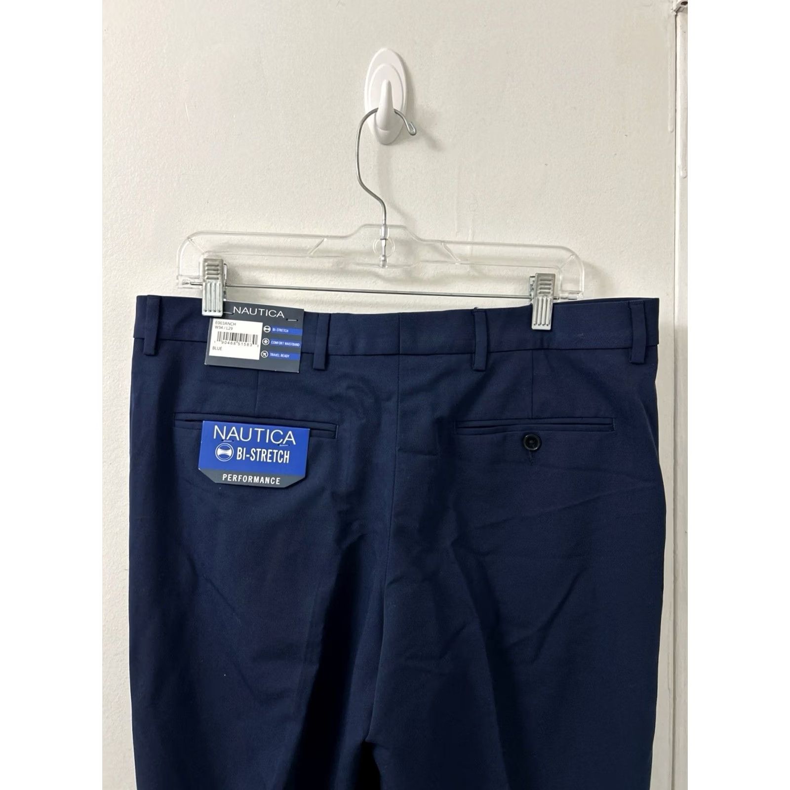 Nautica Nautica Performance Pants Mens 34x29 Blue Bi-Stretch Comfort Waistband Dress Pants Travel Business Size US 34 / EU 50 - 2 Thumbnail