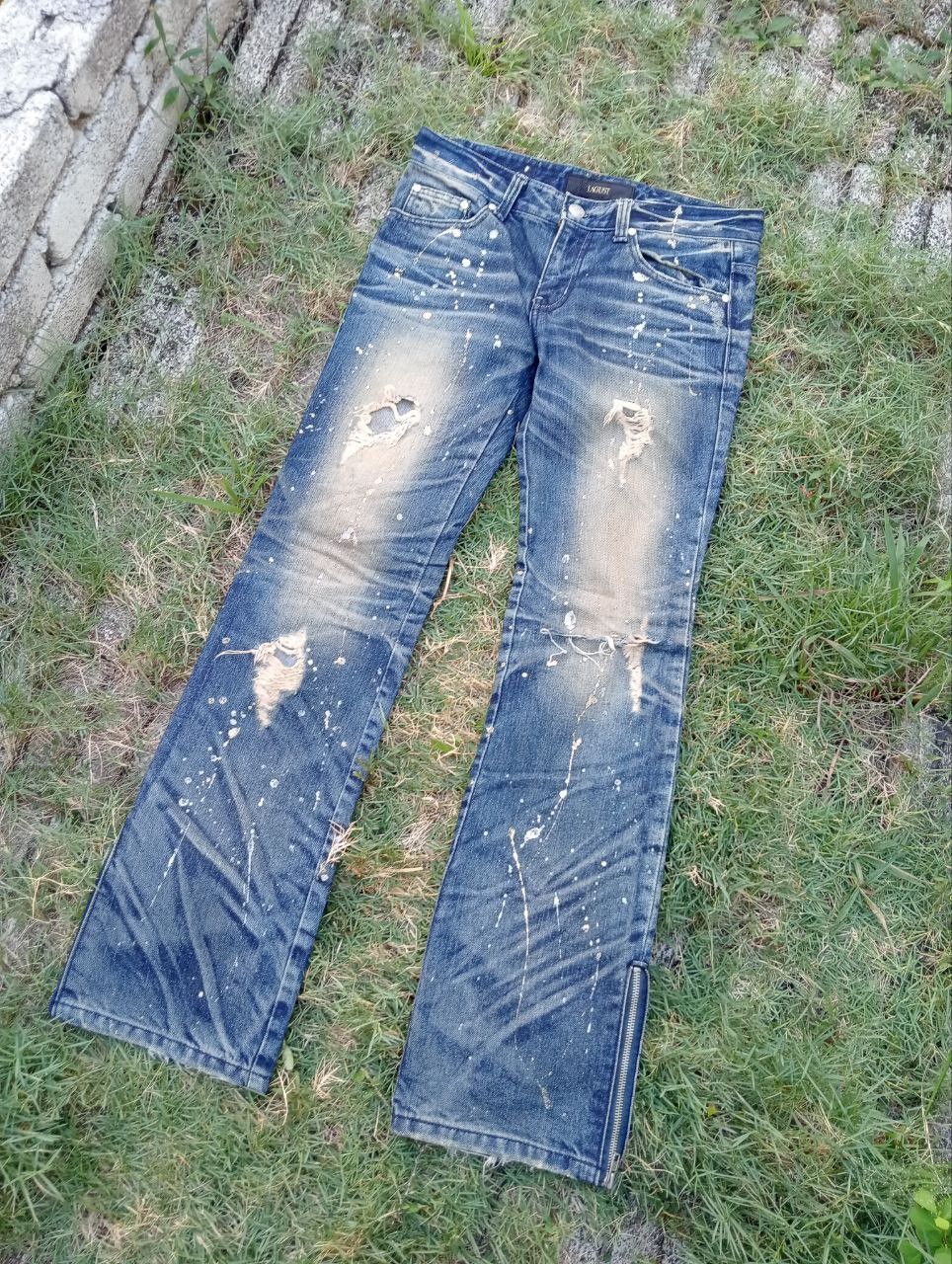 Japanese Brand Vintage Lagust Splatter Distressed Ankle Zip Jeans Size US 33 - 2 Thumbnail