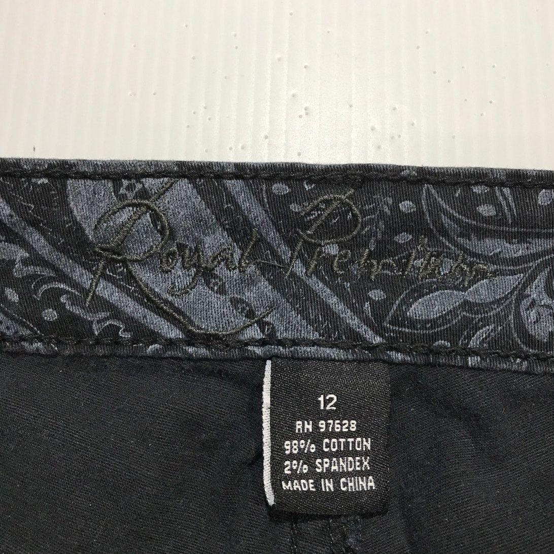 Other Royal Premium Black Denim Paisley Straight Leg Jeans 12 Size 34" / US 12 / IT 48 - 5 Thumbnail