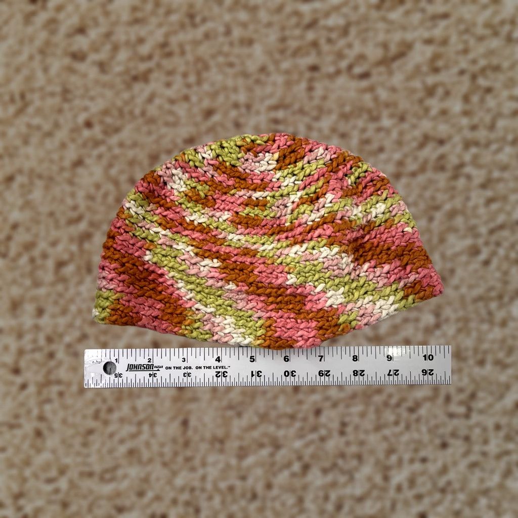 Pinko handmade beanie toque adult one size multicolor pink green acrylic knit hat Beanie Adults Multicolor Knit Cap colors 90s Colorful Ski Mens Size ONE SIZE - 1 Thumbnail