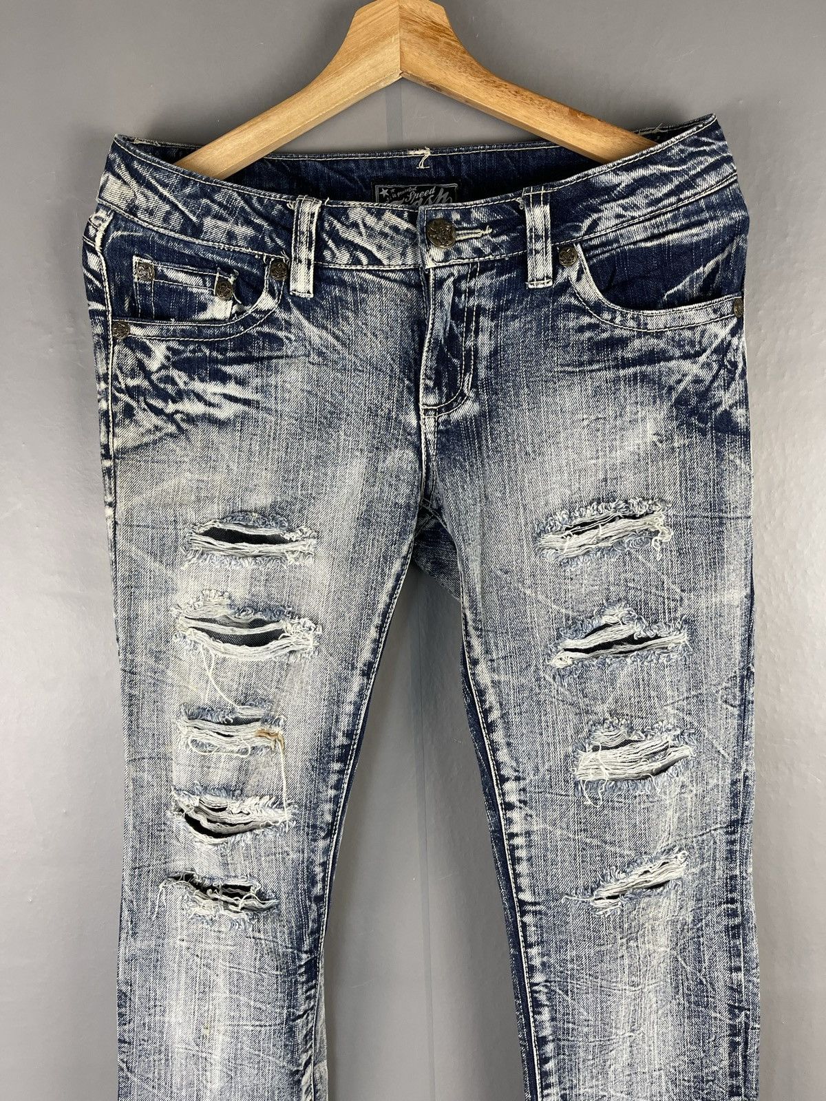 If Six Was Nine × Japanese Brand × Vintage VINTAGE SKY BOMBER Style Acid Grey Ripped Denim Pants Size US 30 / EU 46 - 5 Thumbnail