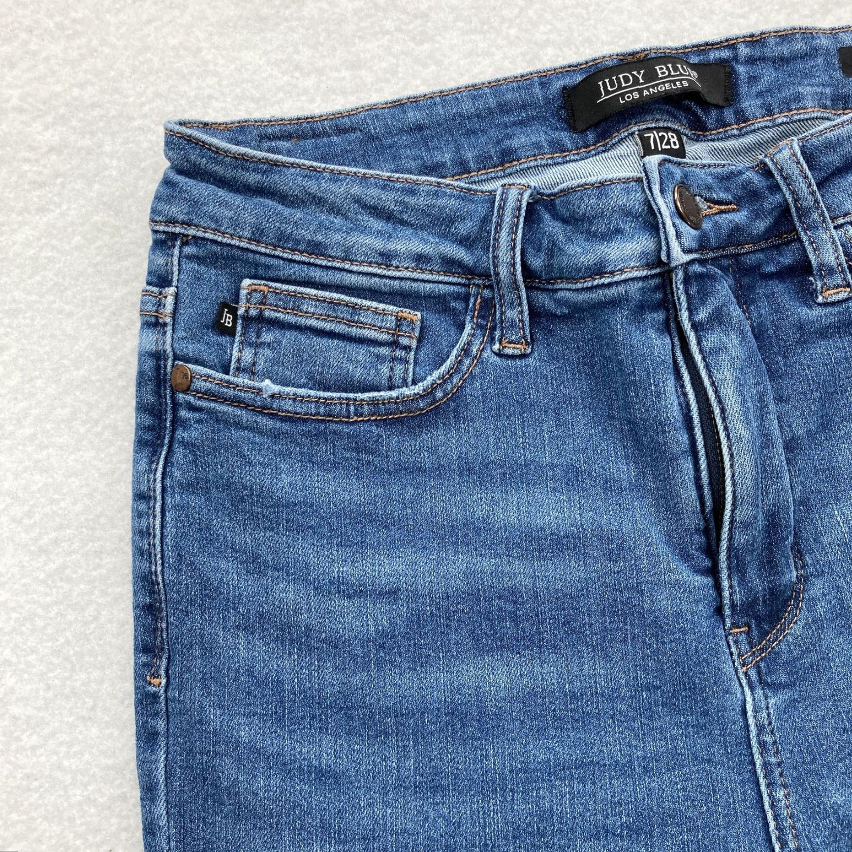 Denime Judy Blue Jeans Womens 7/28 Skinny Fit Blue Medium Wash Stretch Denim Preppy Size 28" / US 6 / IT 42 - 3 Thumbnail
