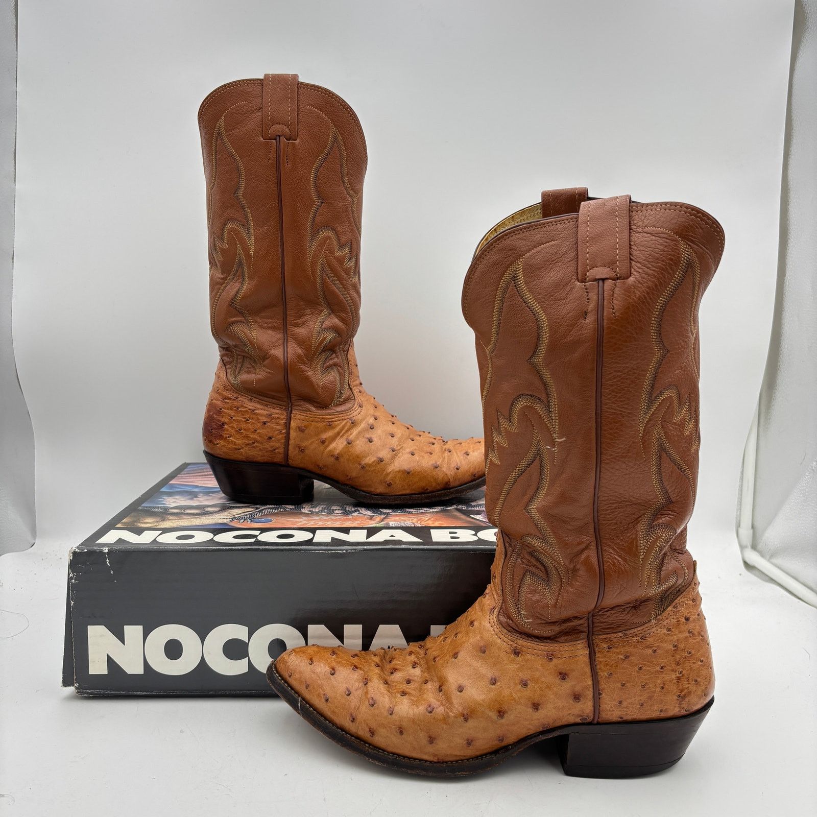 Nocona Boots Vintage 70s Nocona Ostrich Cognac Leather Boots Men's 9D Size US 9 / EU 42 - 2 Thumbnail