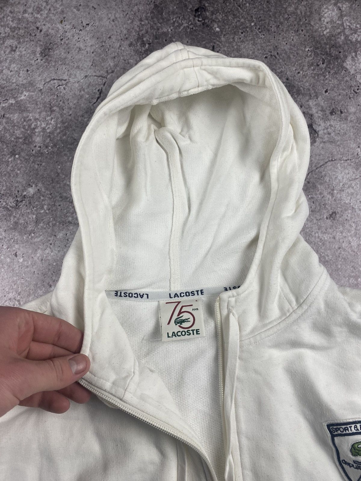 Lacoste × Vintage Vintage Lacoste Sport Logo zip Hoodie white Xl Size US L / EU 52-54 / 3 - 4 Thumbnail