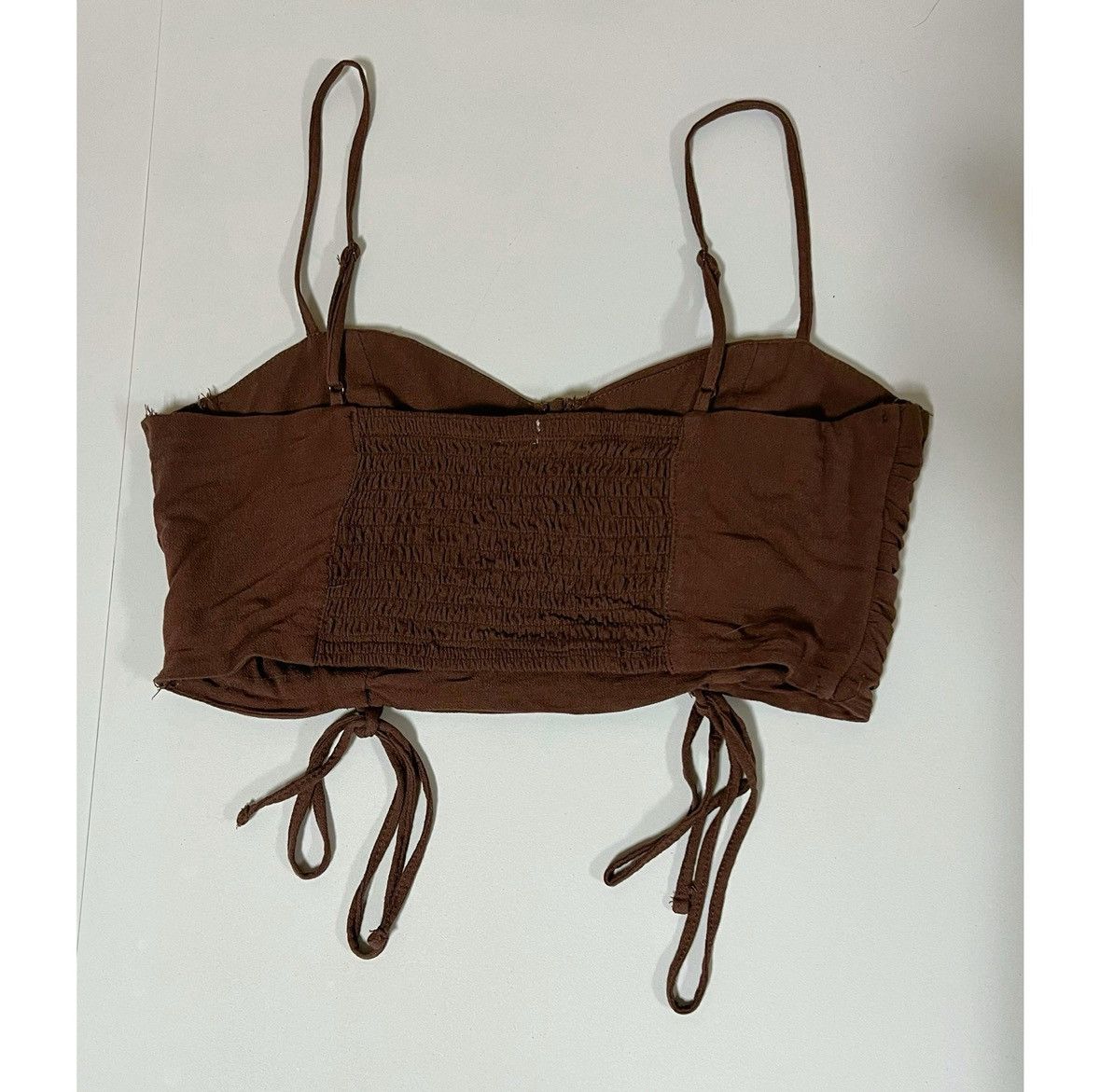 Garage Garage Brown Ruched Ties Tank Crop Top Shirt Blouse XS 🤎✨ Size XS / US 0-2 / IT 36-38 - 5 Thumbnail