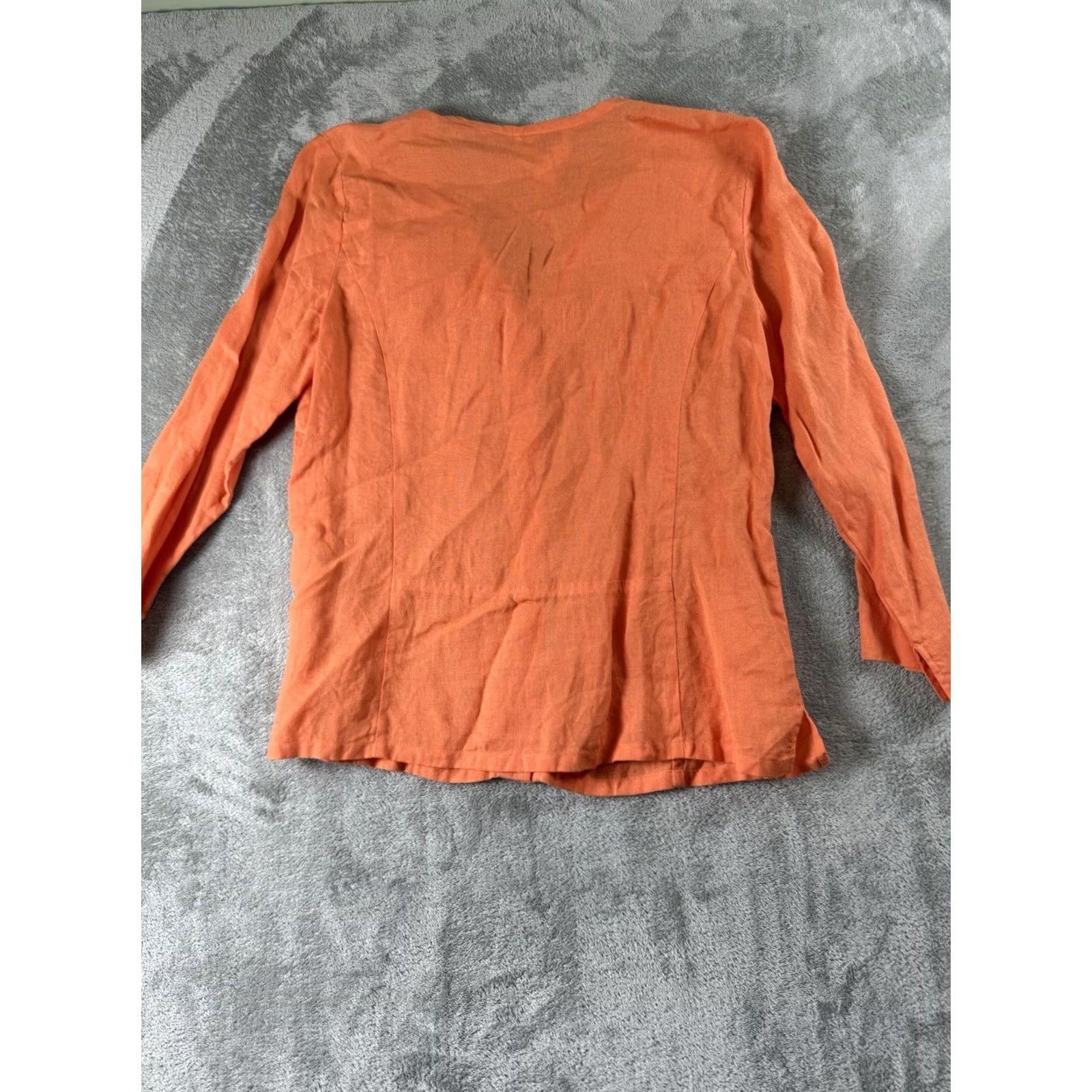 Talbots Talbots Women's Size 12 Orange 100% Linen Button-Down Shirt Casual Coastal Vintage: No Size XL / US 12-14 / IT 48-50 - 2 Thumbnail