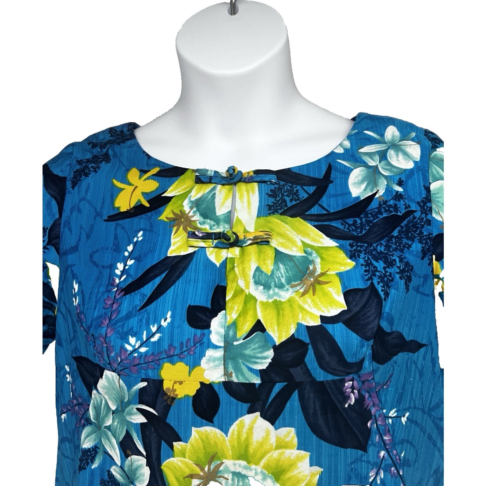 Vintage Vintage Blue Floral Hawaiian Muu Muu Midi Dress M Pockets Size M / US 6-8 / IT 42-44 - 7 Thumbnail