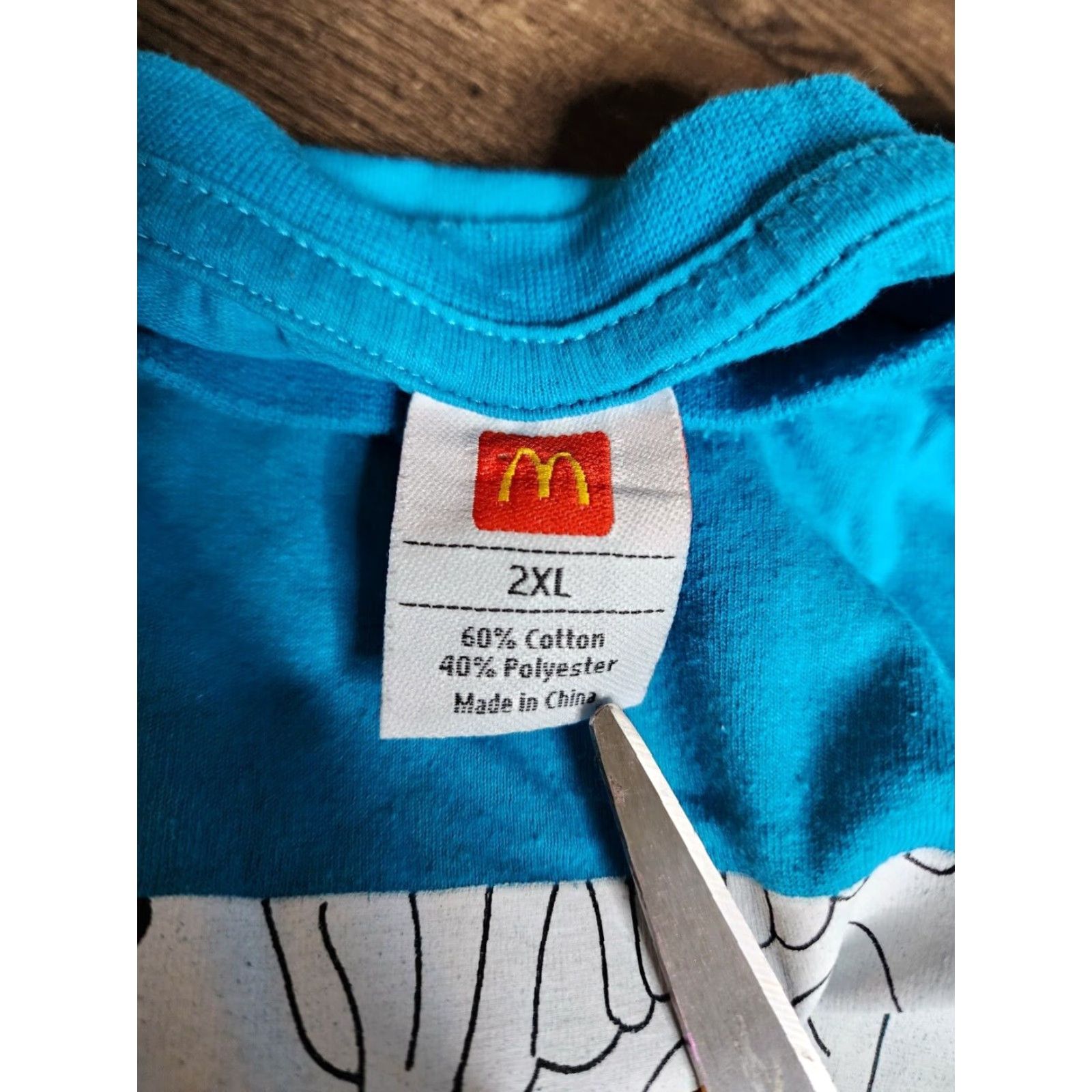 Vintage MENS 2XL McDonalds T-Shirt Crew Neck Short Sleeve Graphic Print Distressed 2020s Blue Cotton Polyester Cotton Blend Regular Size US XXL / EU 58 / 5 - 7 Thumbnail