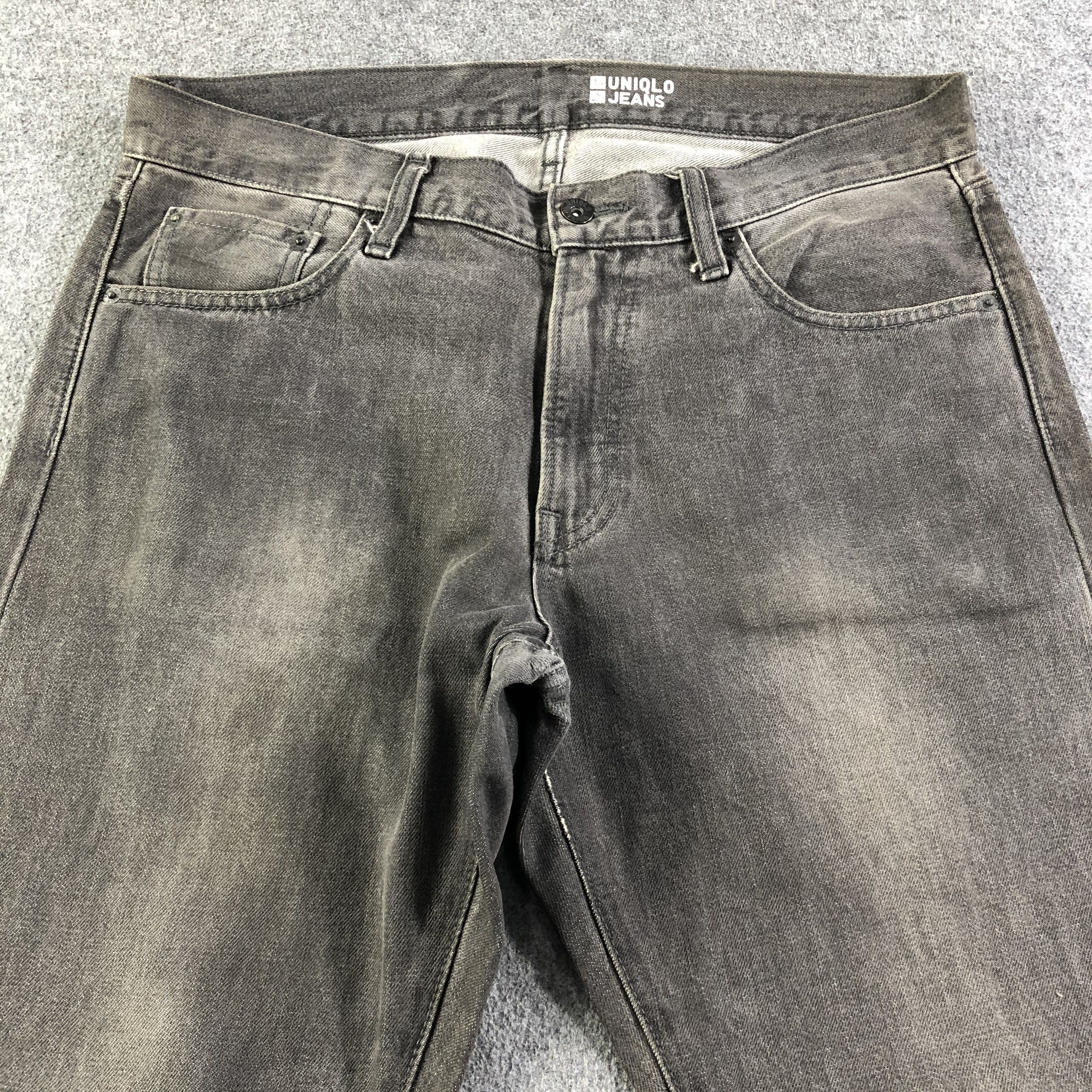 Japanese Brand Uniqlo Selvedge Jeans Faded Black Denim -J2796 Size US 35 - 3 Thumbnail