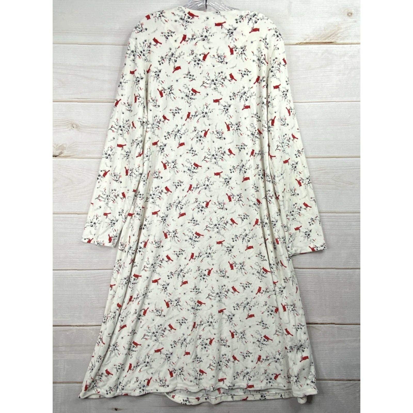Vintage Secret Treasures Nightgown XL Cardinals Lace Plush Fleece Buttons L/S Size ONE SIZE - 7 Thumbnail