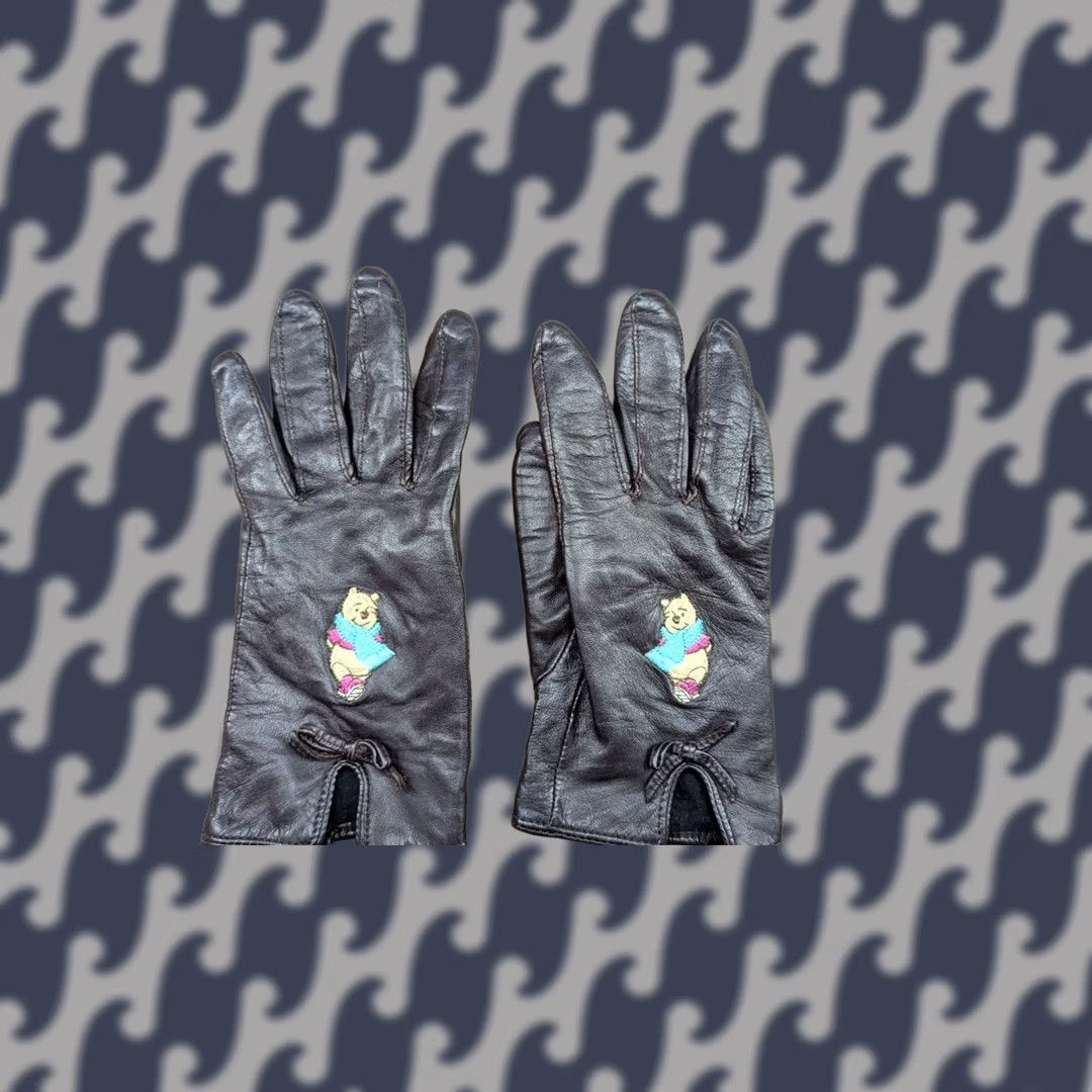 Disney VINTAGE Disney Winnie The Pooh Genuine Leather Womens Gloves Size S Brown Winter Ladies Size ONE SIZE - 1 Thumbnail
