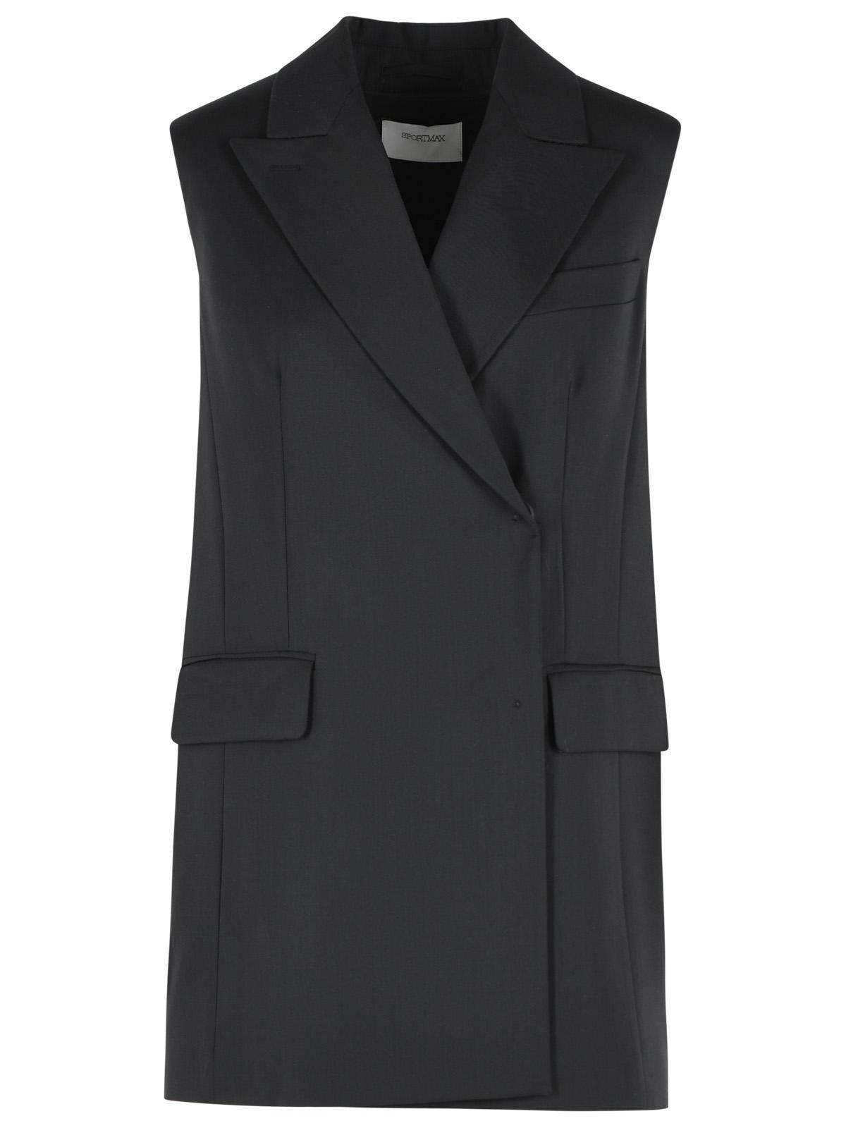 Sportmax SPORTMAX 'Albero' Black Virgin Wool Blend Vest Size M / US 6-8 / IT 42-44 - 1 Thumbnail