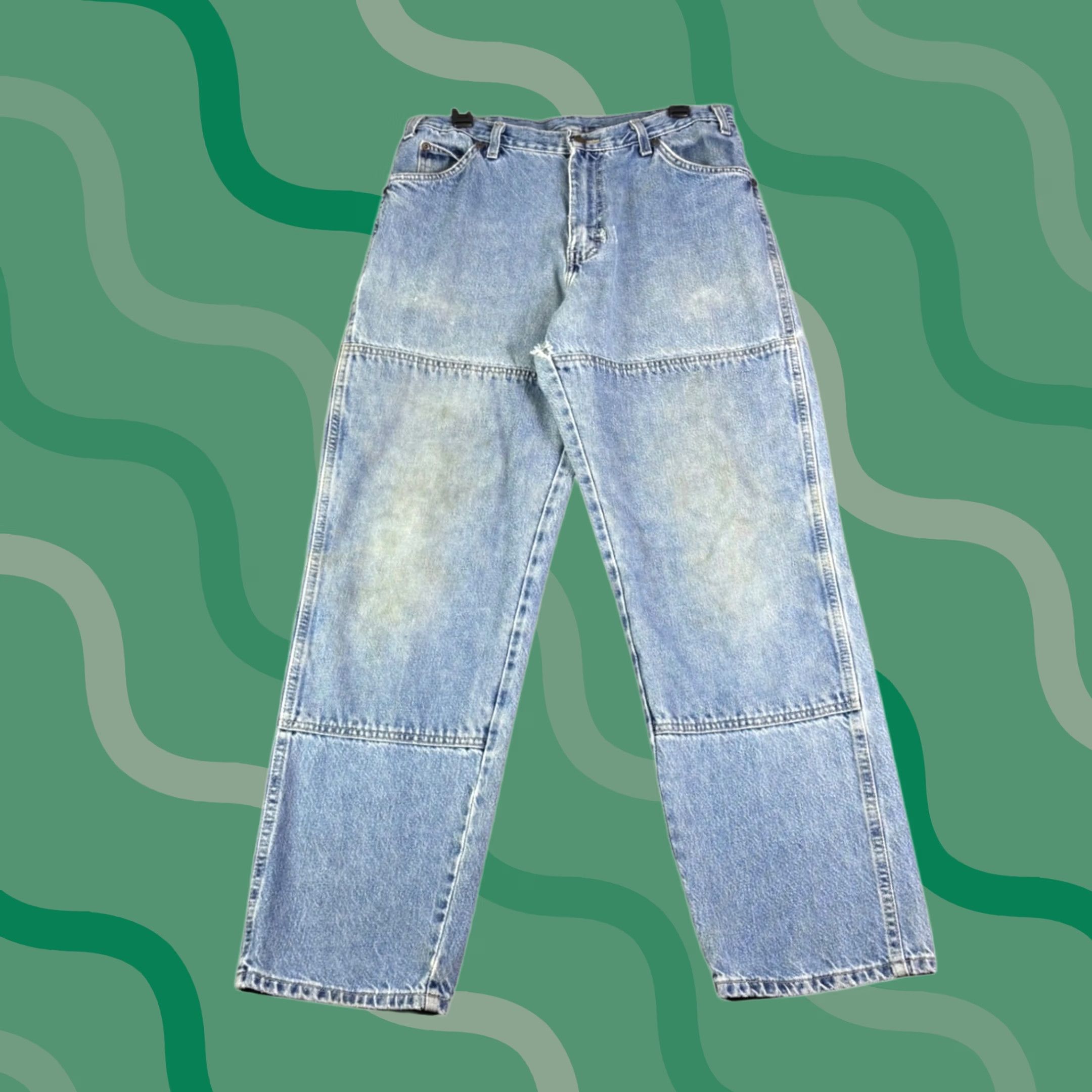 Dickies VINTAGE Dickies Jeans Mens 34x31 Light Wash Distressed Workwear Relaxed Straight Denim Blue 90s Mens Size US 34 / EU 50 - 1 Thumbnail