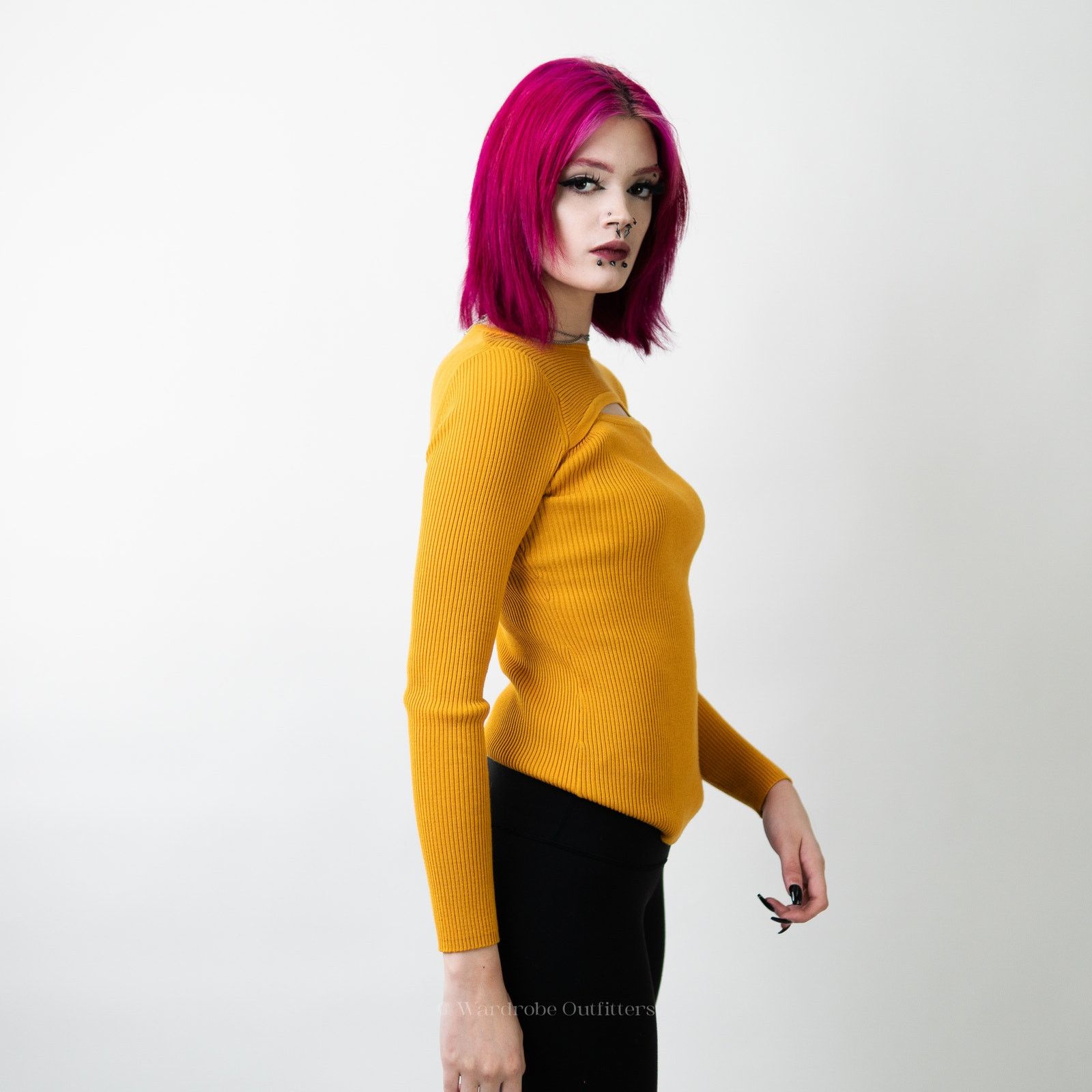 Urban Outfitters Fall Yellow Ribbed Long Sleeve Smocked Crewneck Sweater - L Size L / US 10 / IT 46 - 7 Thumbnail