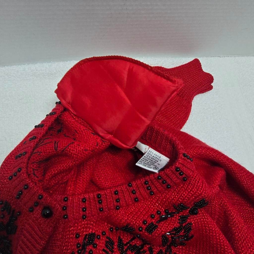 The Unbranded Brand Women's Dana Scott Red & Black Beaded Cardigan Sweater M Size M / US 6-8 / IT 42-44 - 10 Thumbnail