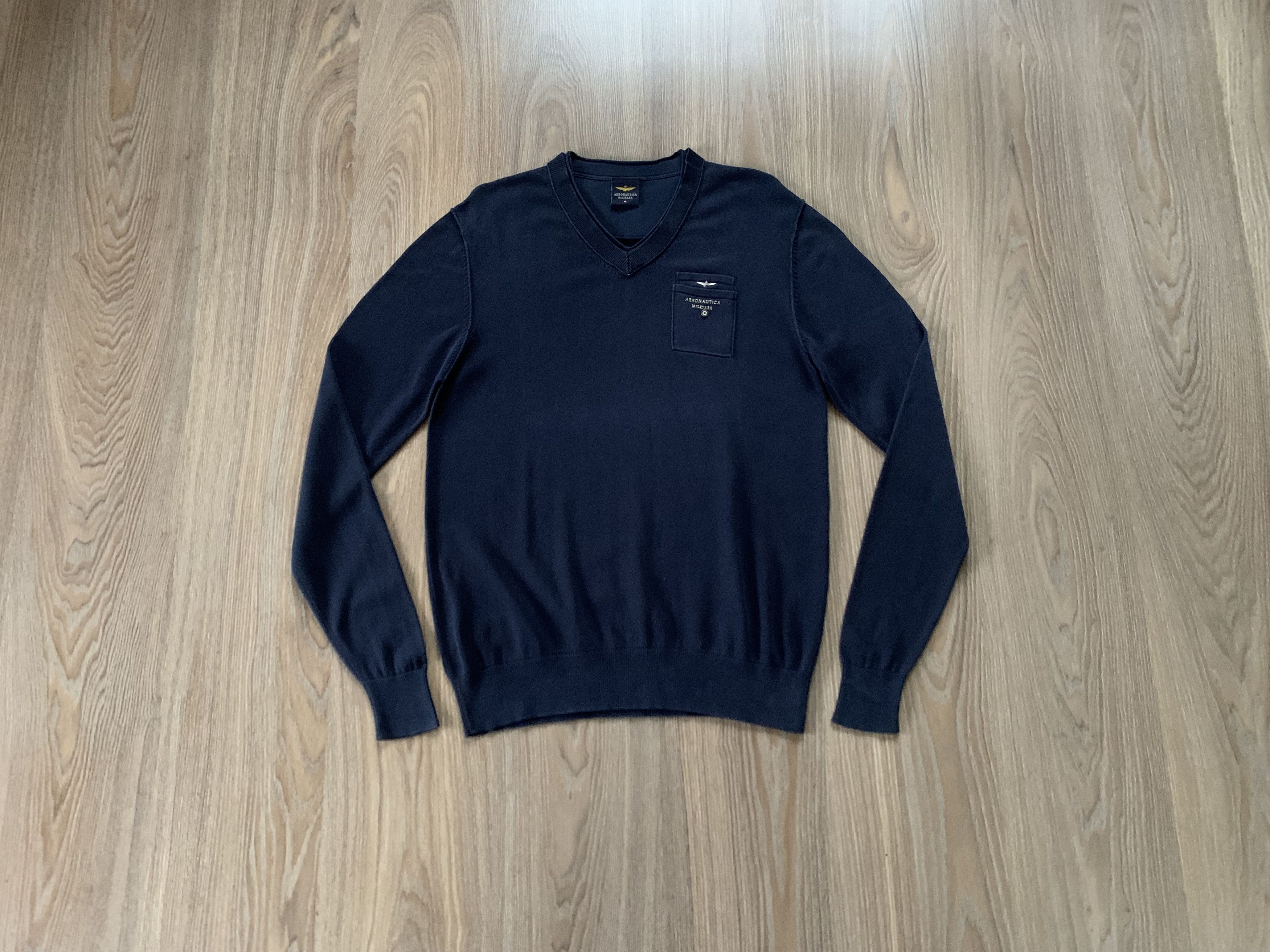 Aeronautica Militare Aeronautica Militare V Neck Cotton Sweater Steel Logo Size US M / EU 48-50 / 2 - 1 Thumbnail