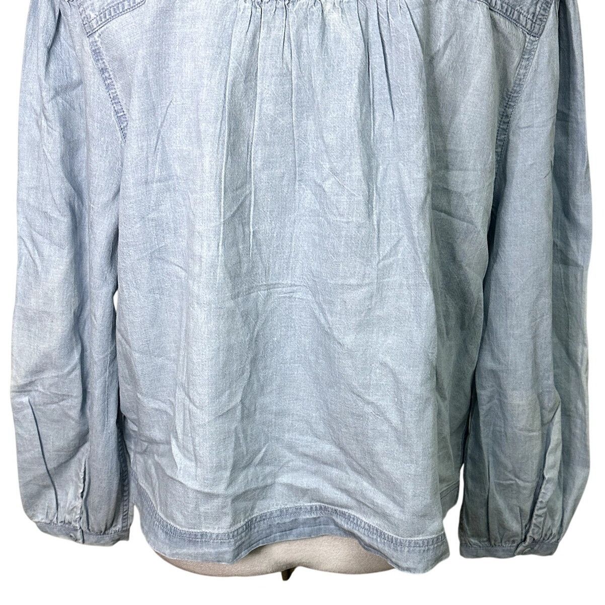 Treasure & Bond Treasure & Bond Long Sleeves Blouse V-Neck Chambray Blue W M Size M / US 6-8 / IT 42-44 - 7 Thumbnail