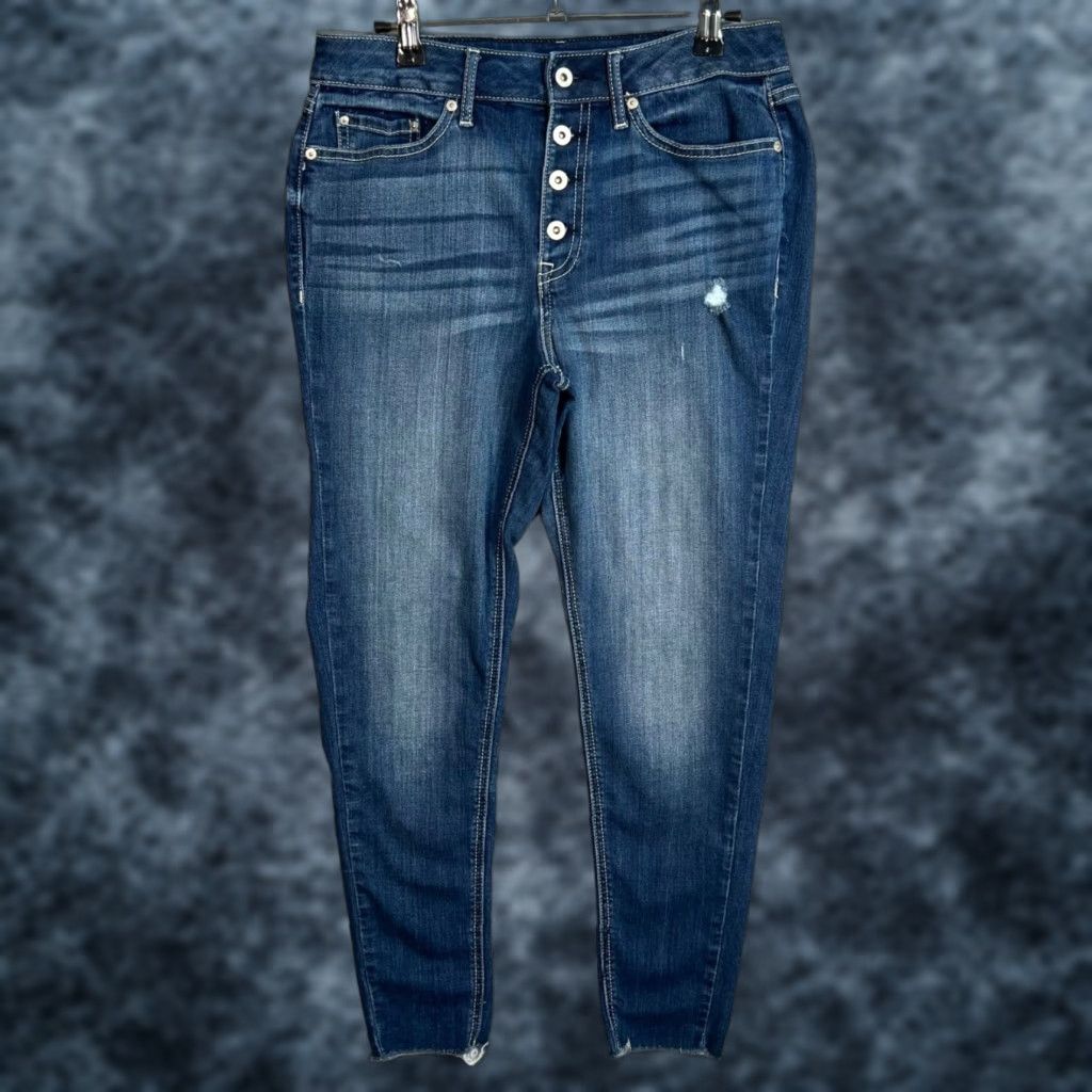 Vintage VINTAGE American Rag Cie Womens Jeans Skinny Distressed Blue High-Rise Button Fly 7 Mens? Size 28" / US 6 / IT 42 - 1 Thumbnail